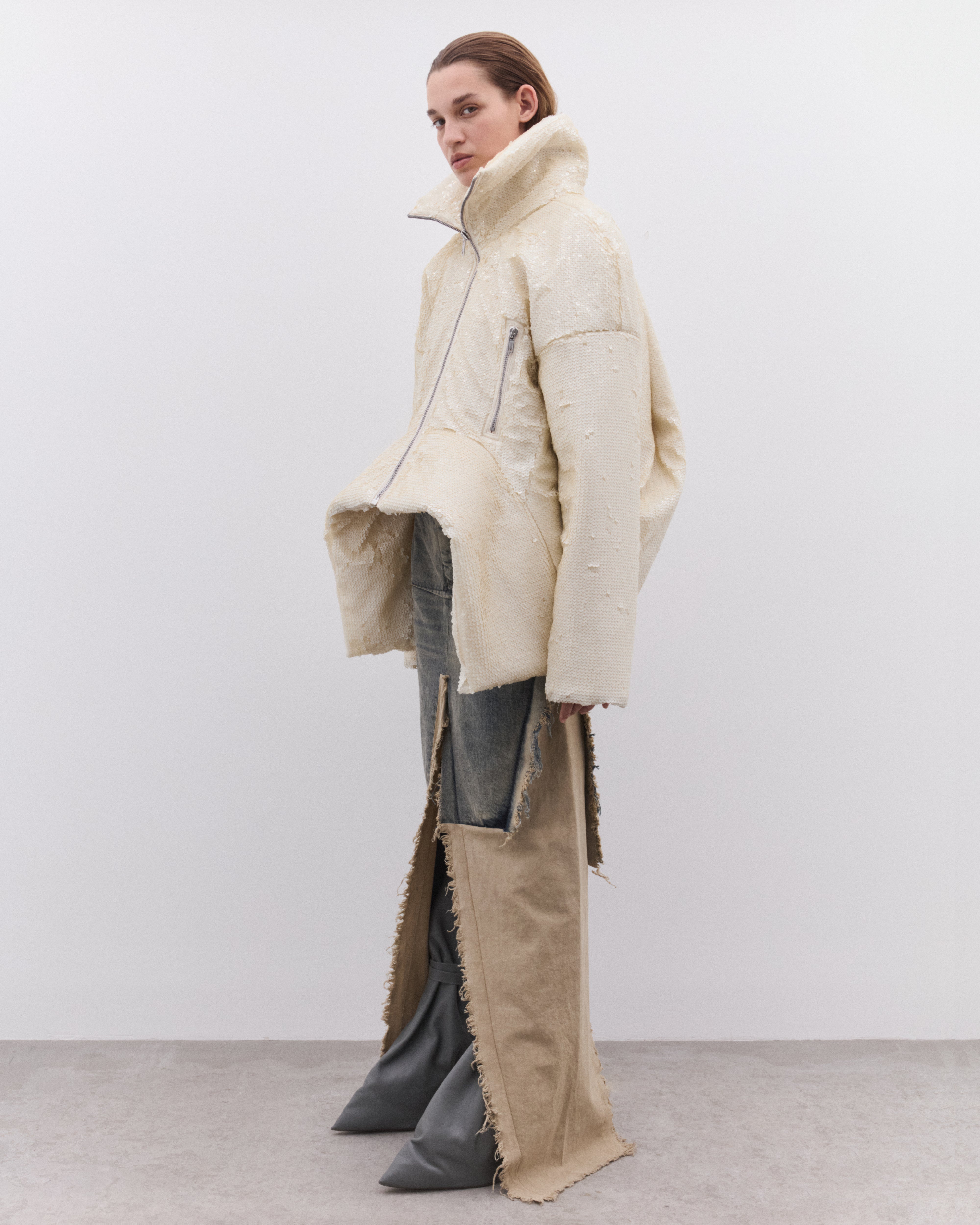 Rick Owens: Women's Sliced Denim Skirt (Dirty Hustler/Nude
