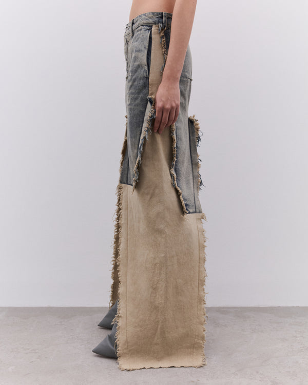 Rick Owens - Women’s Sliced Denim Skirt - (Dirty Hustler/Nude)