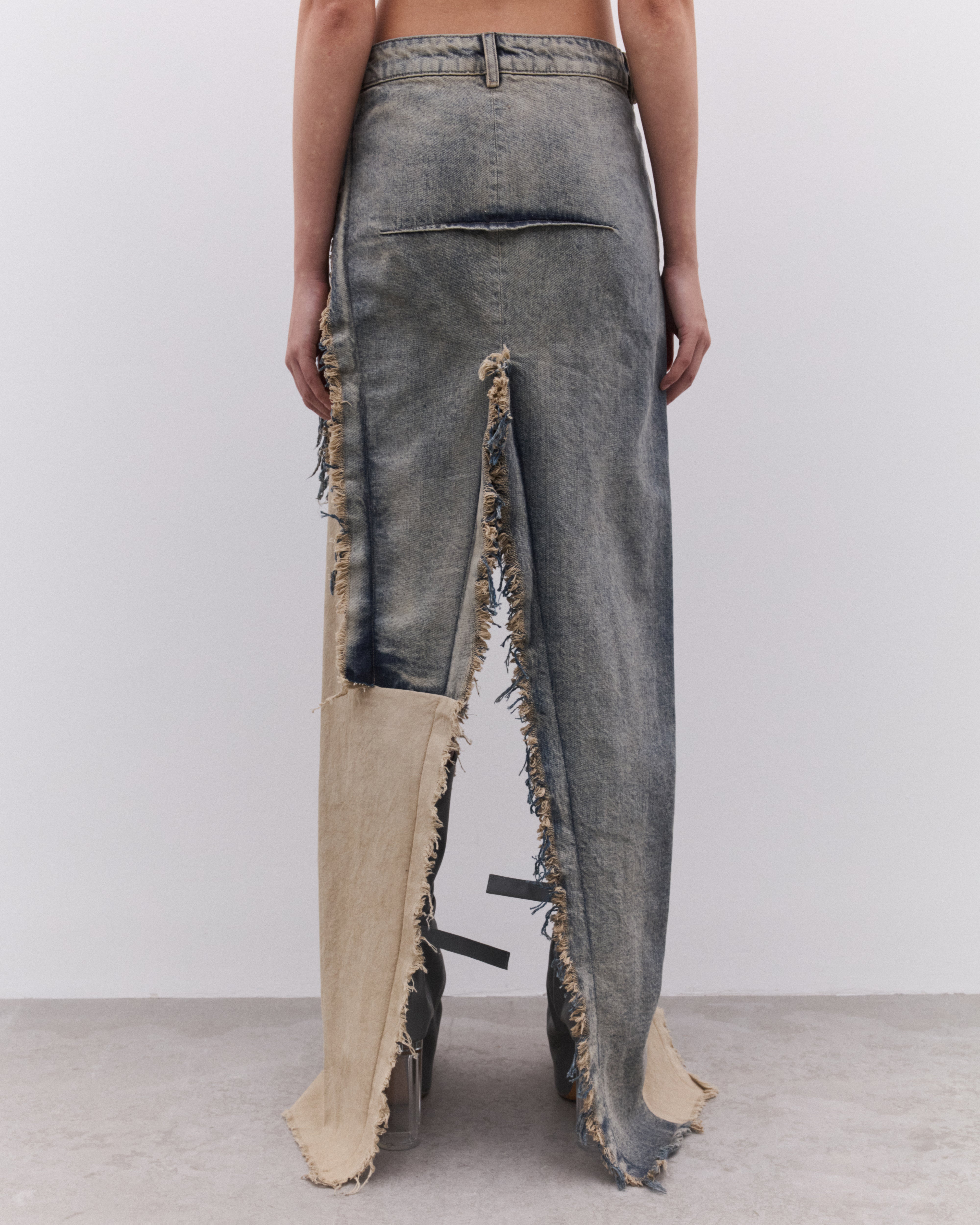 Rick Owens: Women's Sliced Denim Skirt (Dirty Hustler/Nude