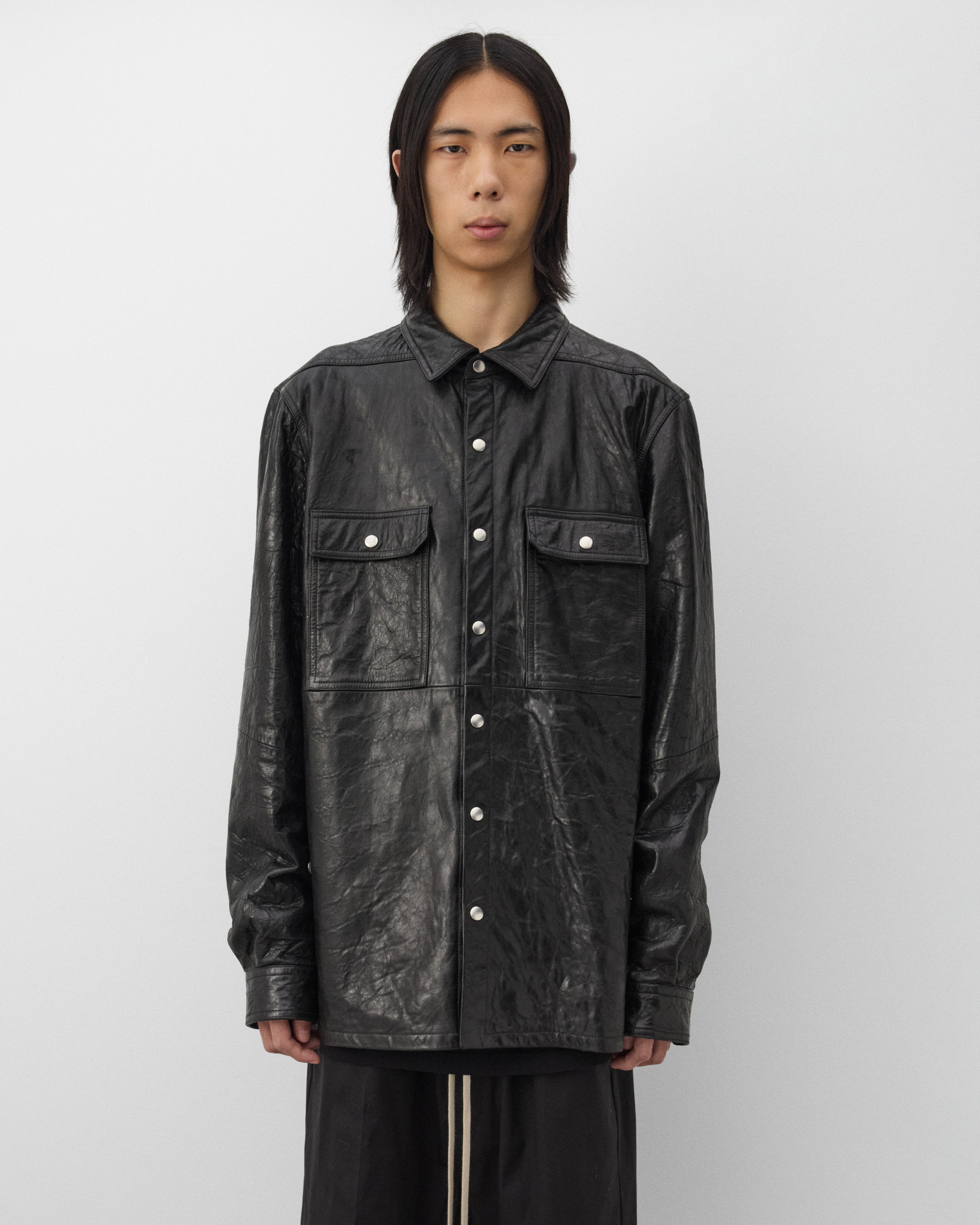 Rick Owens: Men's Leather Outershirt (Black) | Dover Street Market