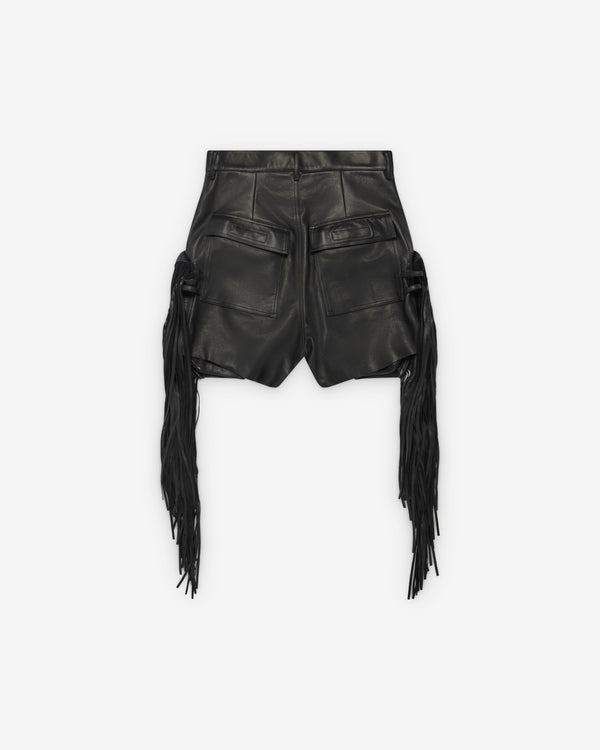 Rick Owens - Men's Leather Fringed Shorts - (Black)