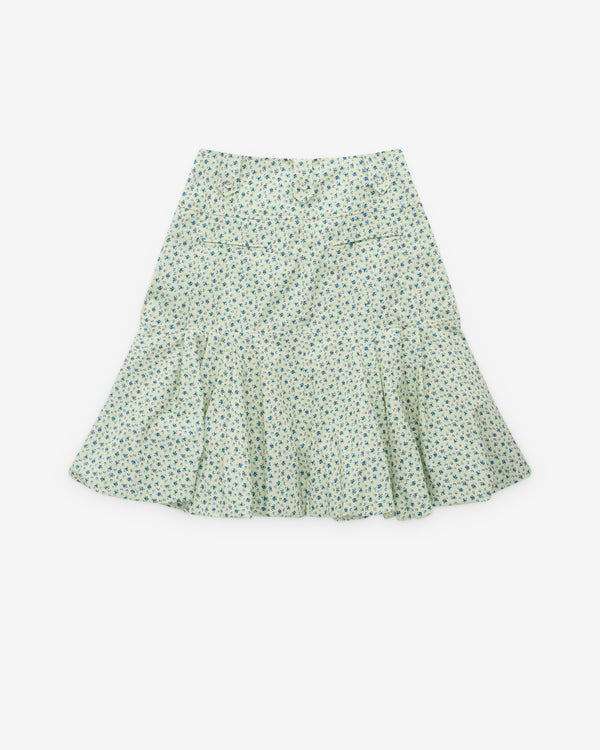 Rokh - Women’s Midi Skirt - (Blue Floral)