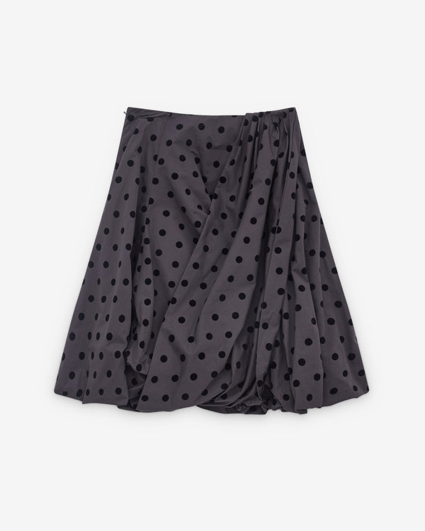 Rokh - Women’s Purse Midi Skirt - (Black Dot)