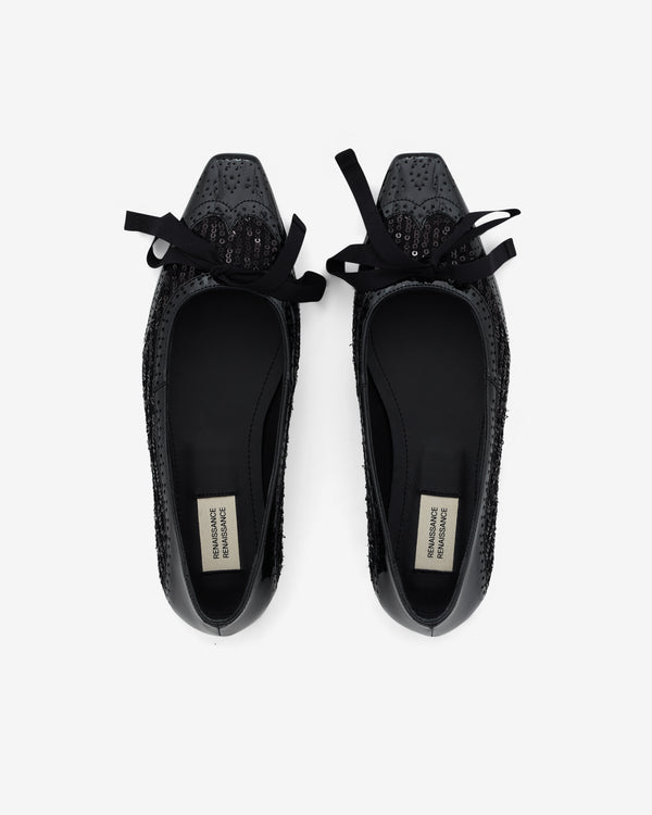Renaissance Renaissance - Women’s Dame Flat Shoe - (Black Sequin)