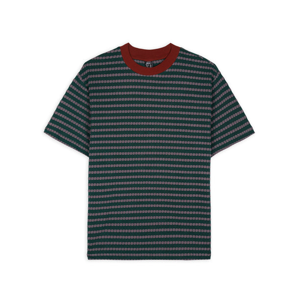 Brain Dead - Men’s Raised Dot Striped T-Shirt - (Forest Green)