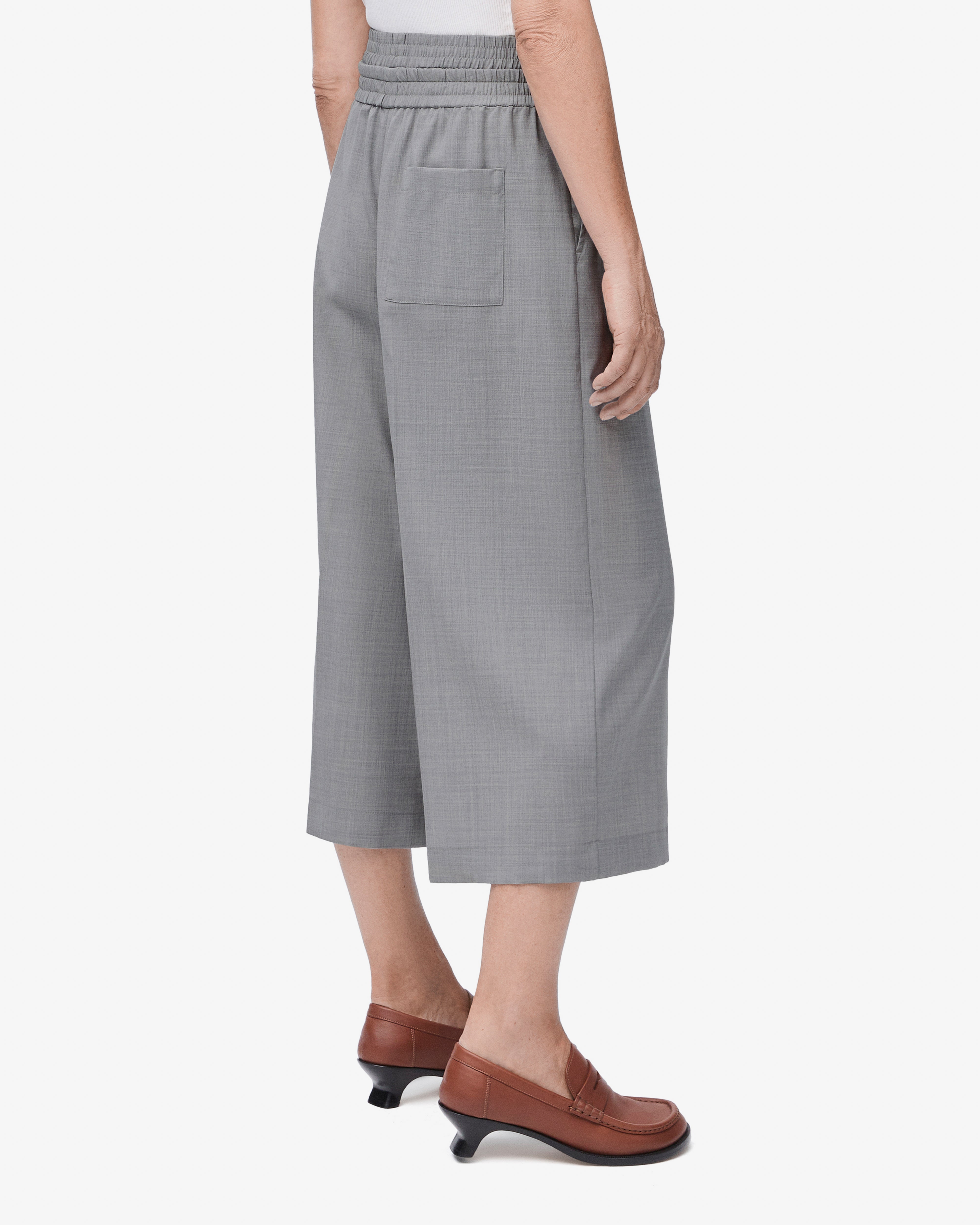 【LOEWE】2019AW GREY WOOL 2tuck half-pant Drawstring trousers in wool Grey - LOEWE