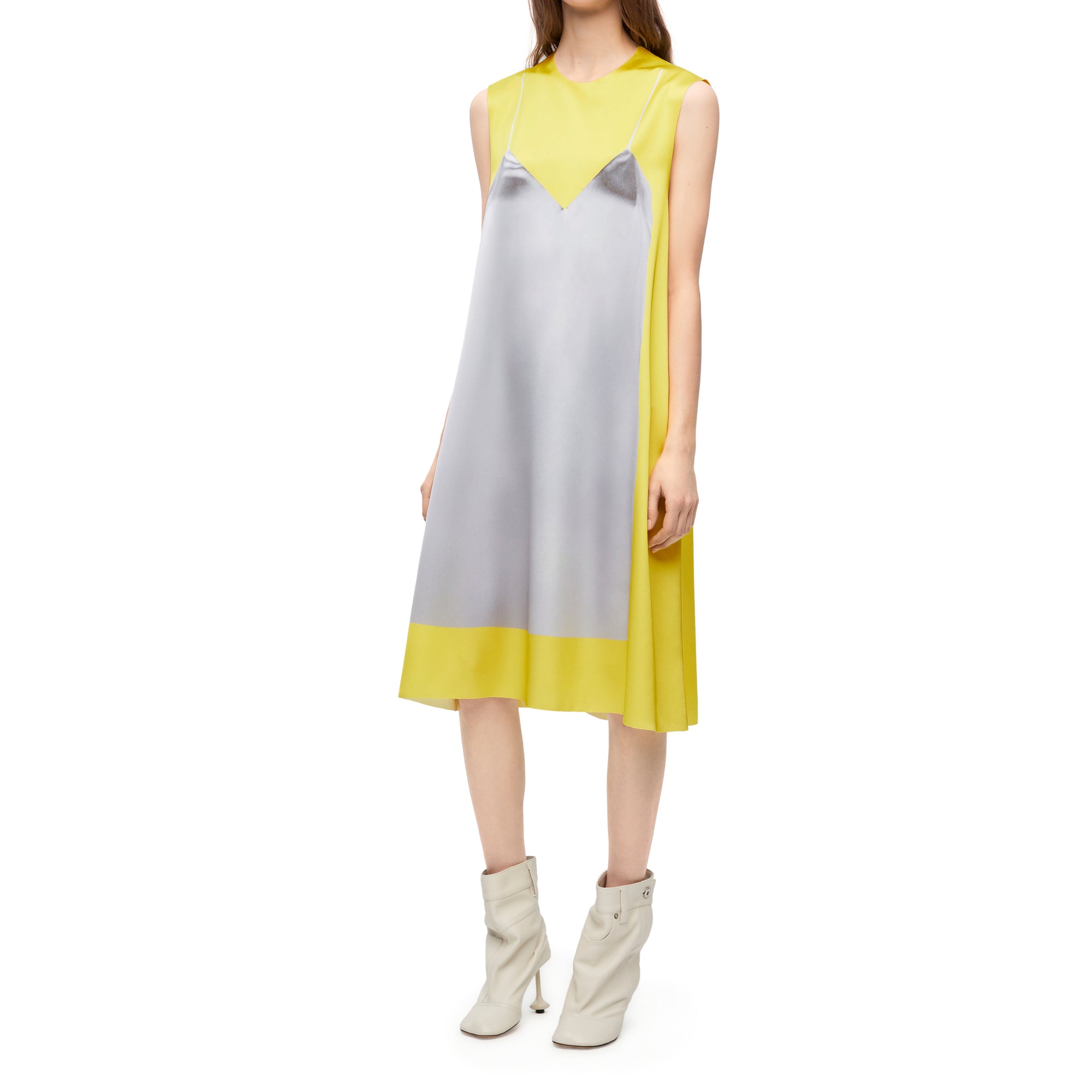 Loewe - Women’s A-Line Dress - (Yellow/Grey) view 3
