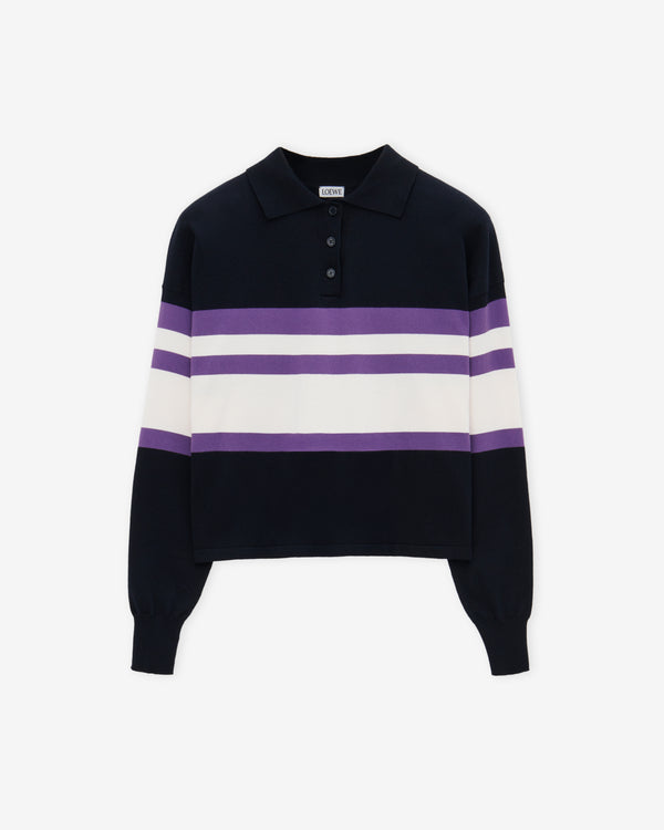 Loewe - Women's Polo Sweater - (Deep Blue/Yellow/Purple)