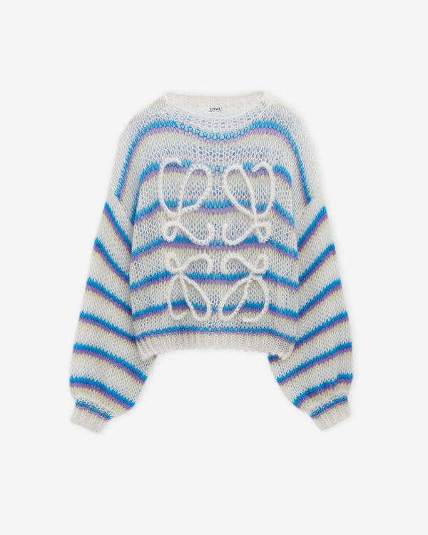 Loewe - Women's Anagram Sweater In Mohair Blend - (White/Multicolor)