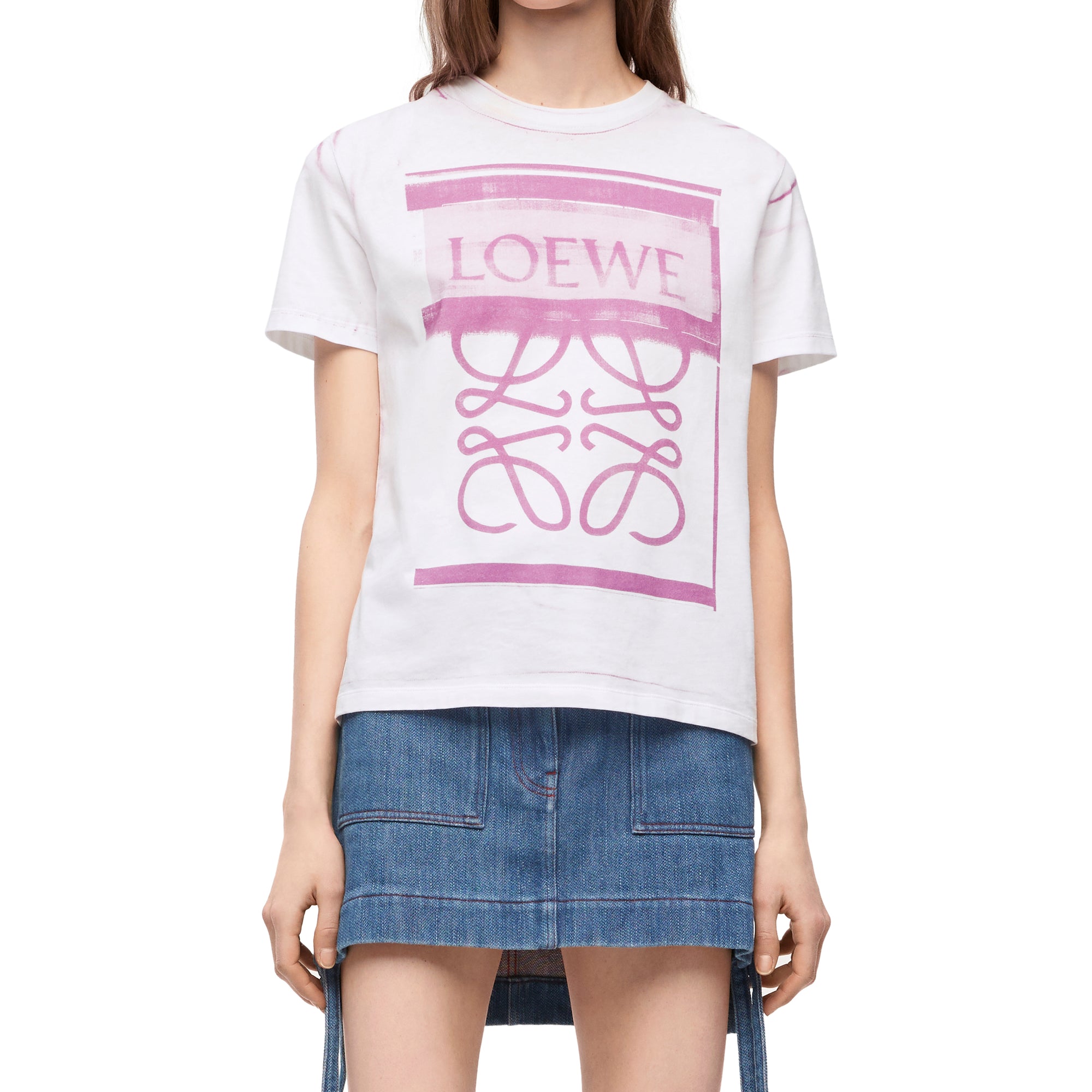Loewe - Women’s Regular Fit T-Shirt - (White/Pink) view 3