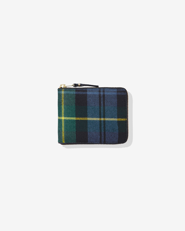 CDG Wallet - Tartan Patchwork Full Zip Around Wallet - (Green SA7100TP)