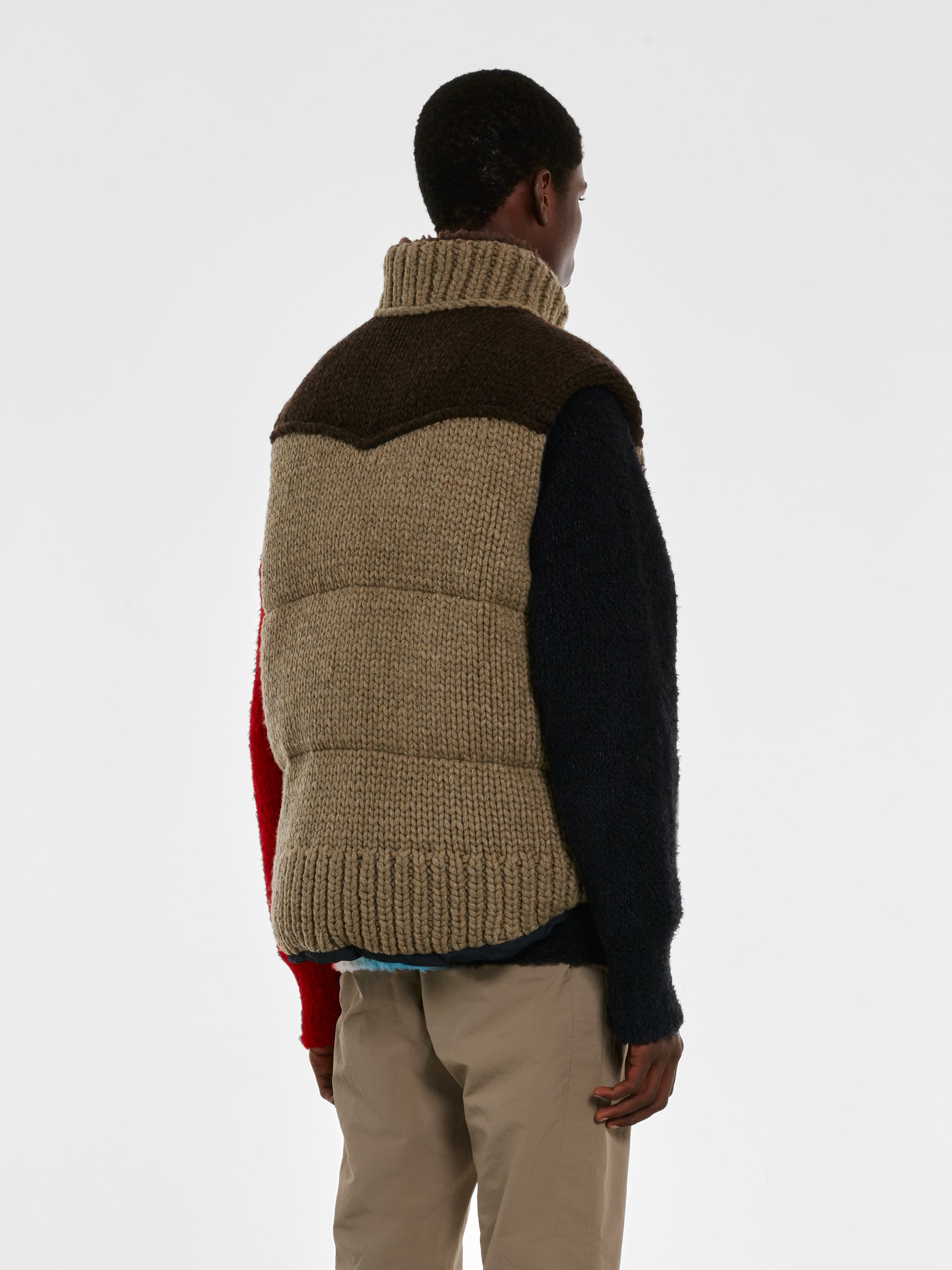 sacai - Men's Padded Knit Vest - (Beige) | Dover Street Market E