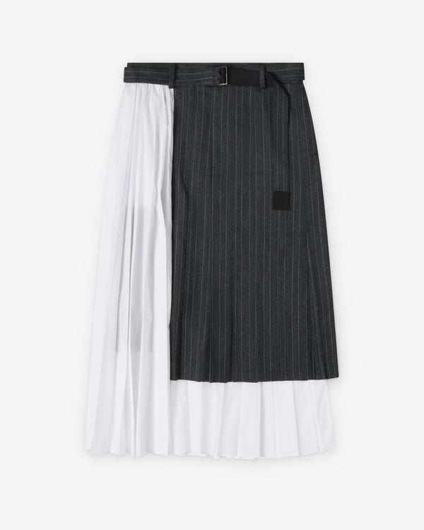 Sacai  - Women's Herringbone Suiting X Poplin Skirt - (Grey/White)