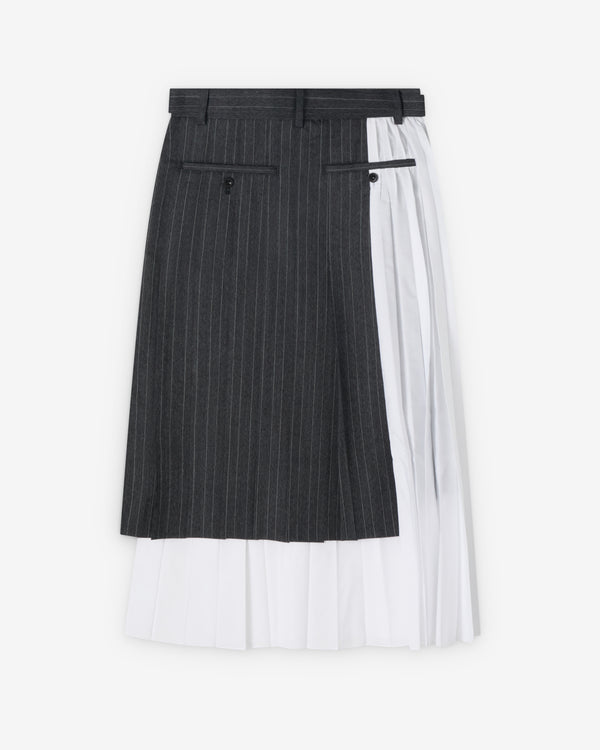 Sacai  - Women's Herringbone Suiting X Poplin Skirt - (Grey/White)