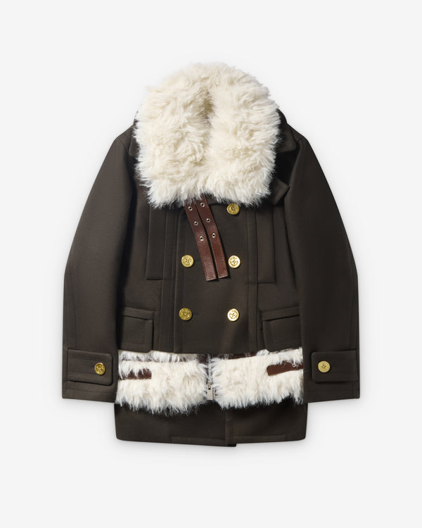 Sacai  - Women's Wool Melton Coat - (Khaki/White)