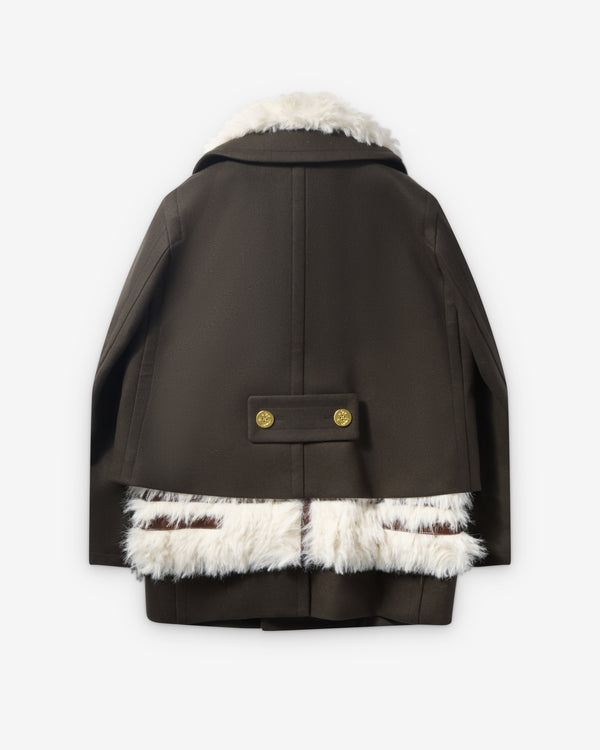 Sacai  - Women's Wool Melton Coat - (Khaki/White)