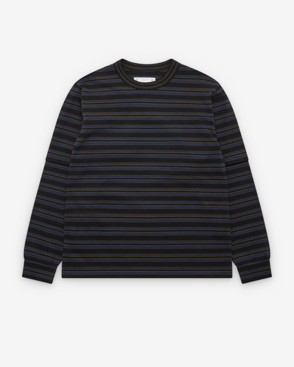 Sacai - Men's Horizontal Stripe L/S T-Shirt - (Charcoal Stripe)