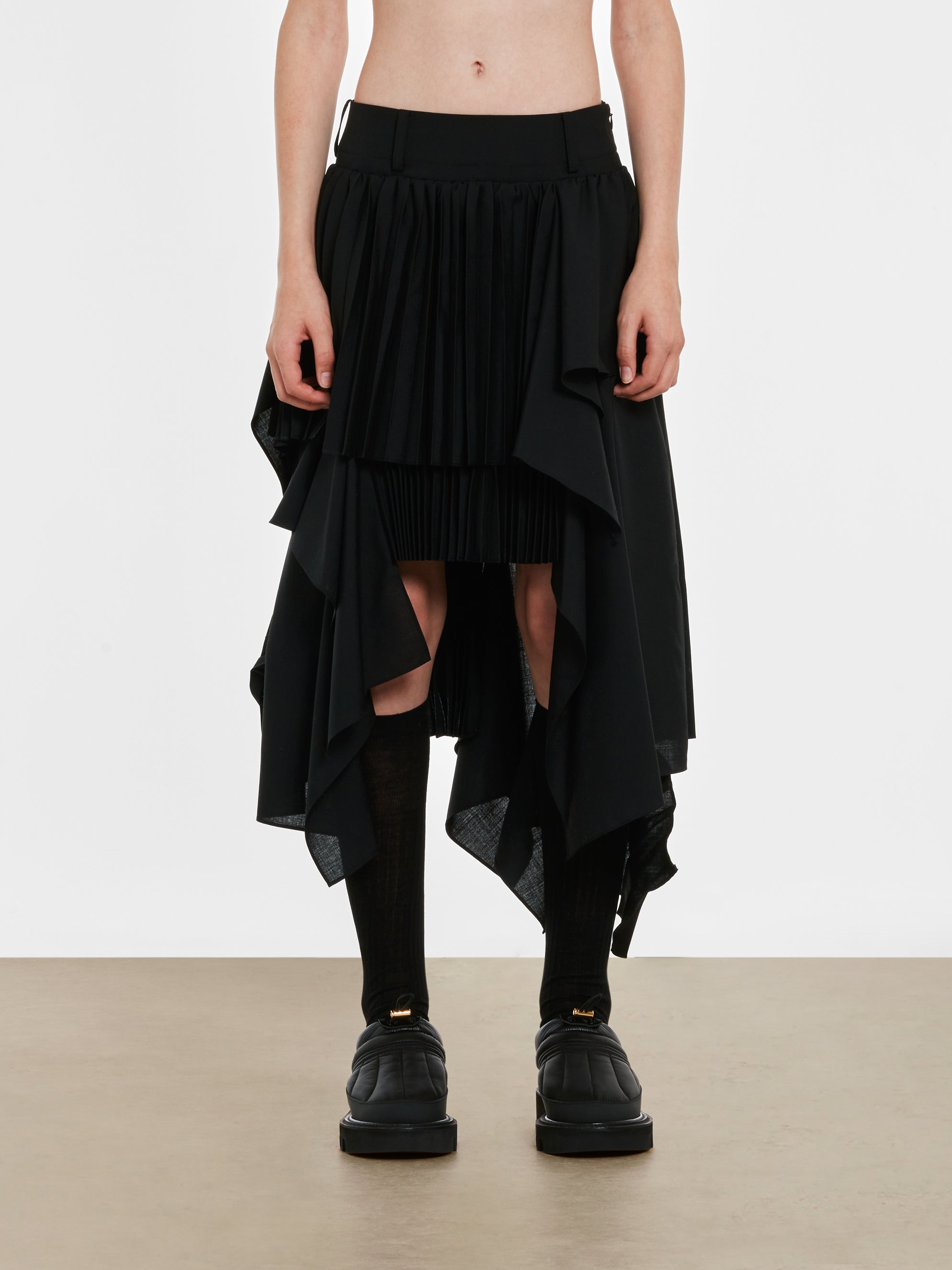 Sacai - Women’s Suiting Mix Skirt - (Black) view 2