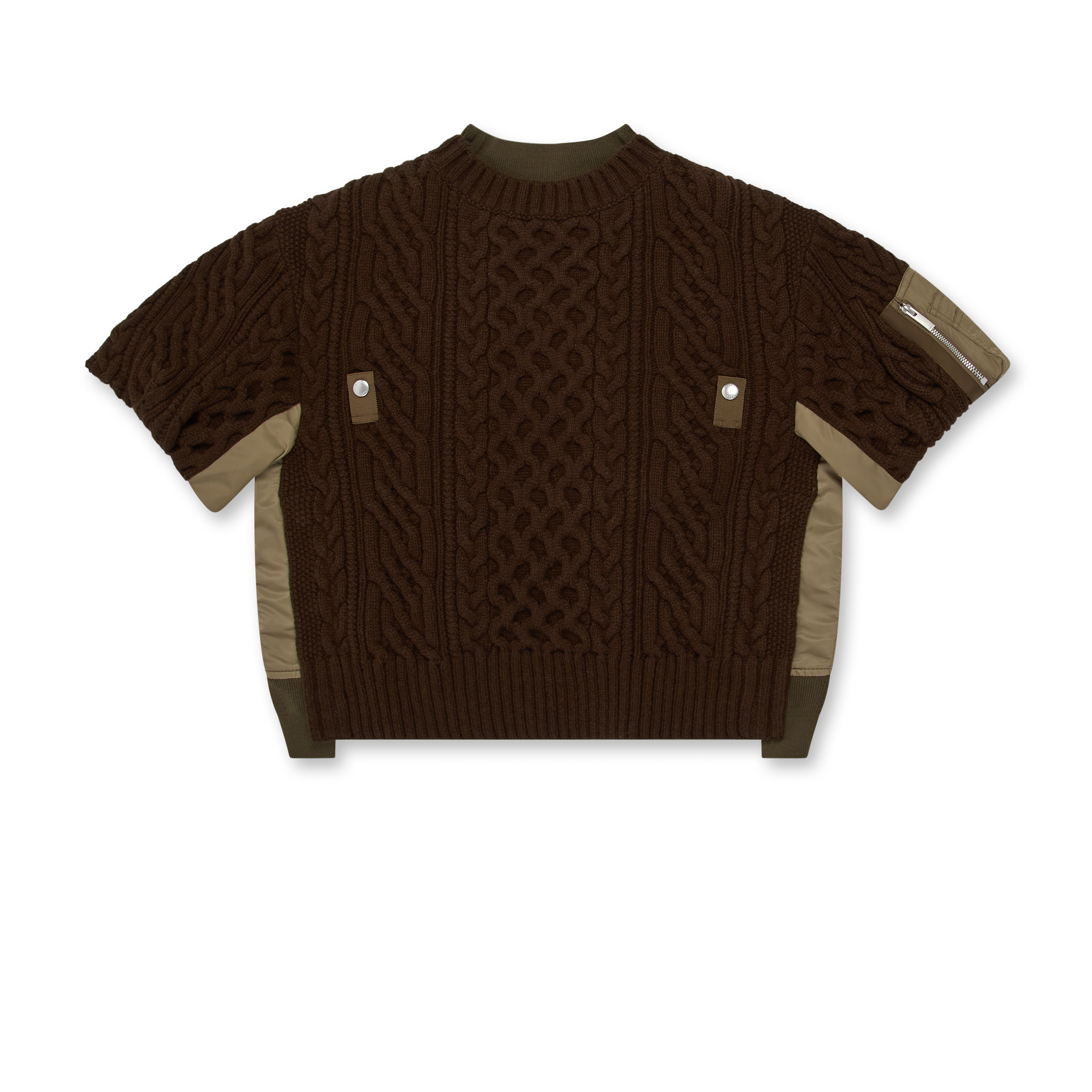 sacai - Women’s Nylon Twill/Knit Pullover - (Brown)