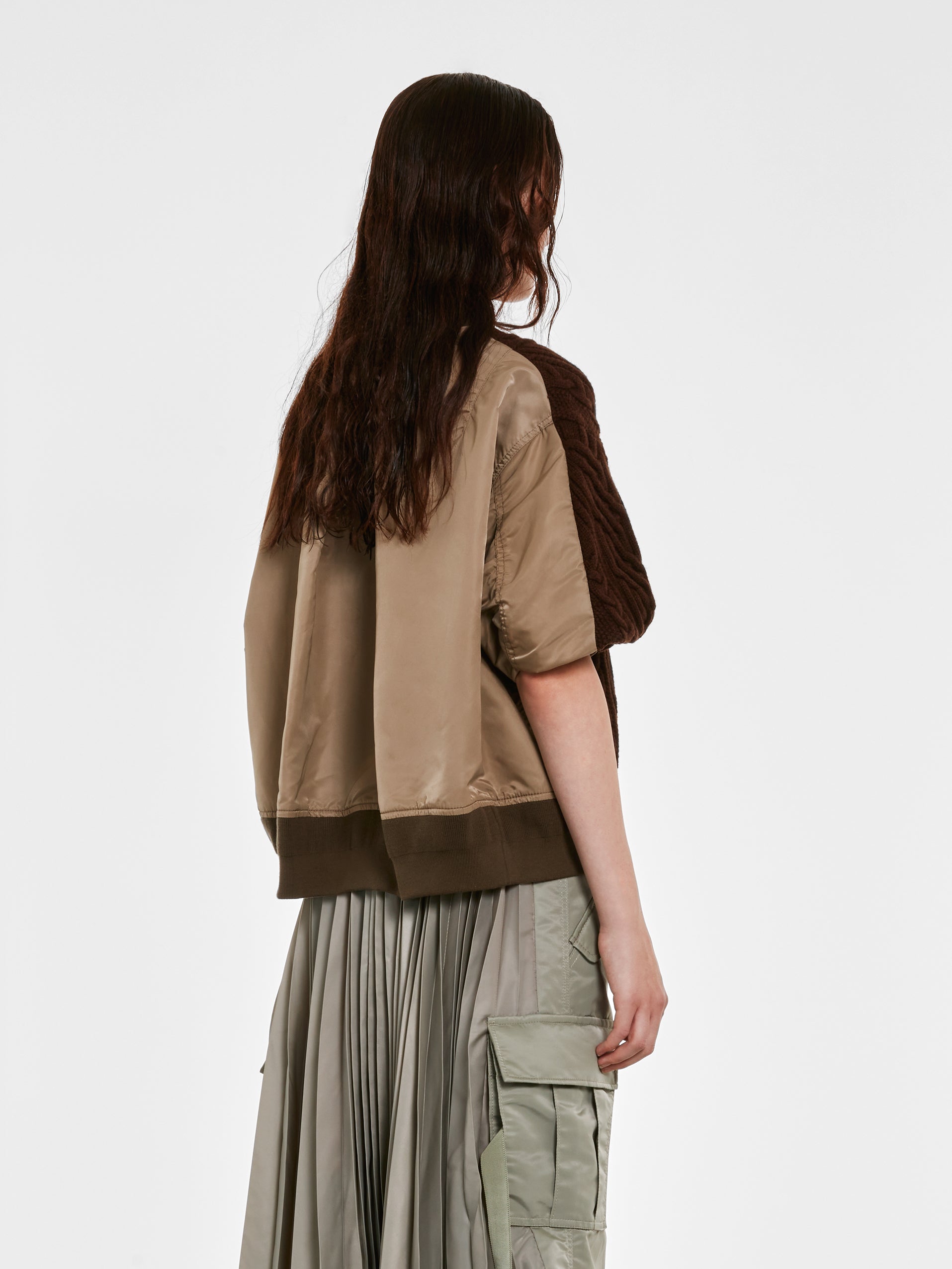 sacai - Women’s Nylon Twill/Knit Pullover - (Brown)