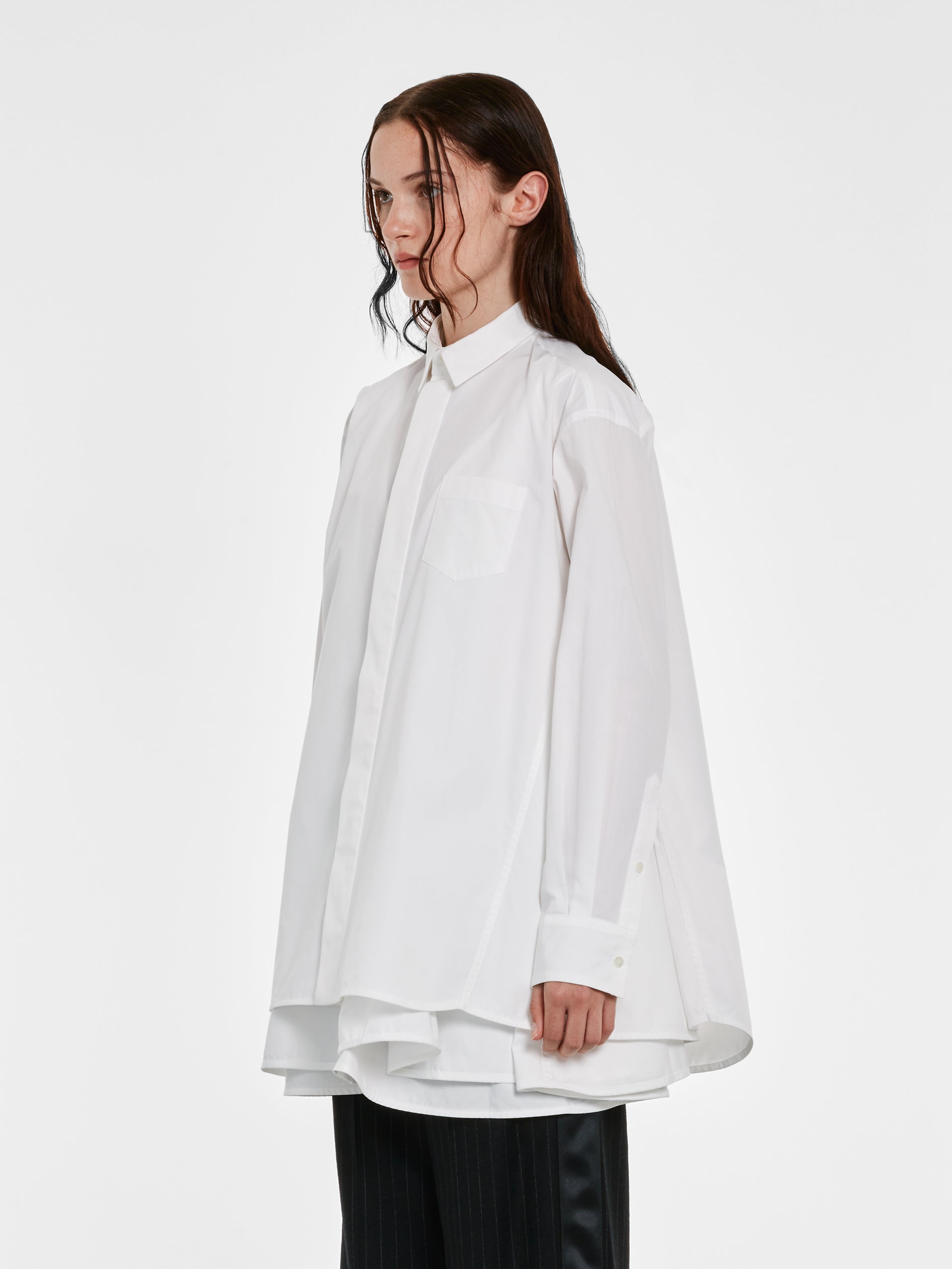 sacai - Women’s Cotton Poplin Dress - (White) view 3