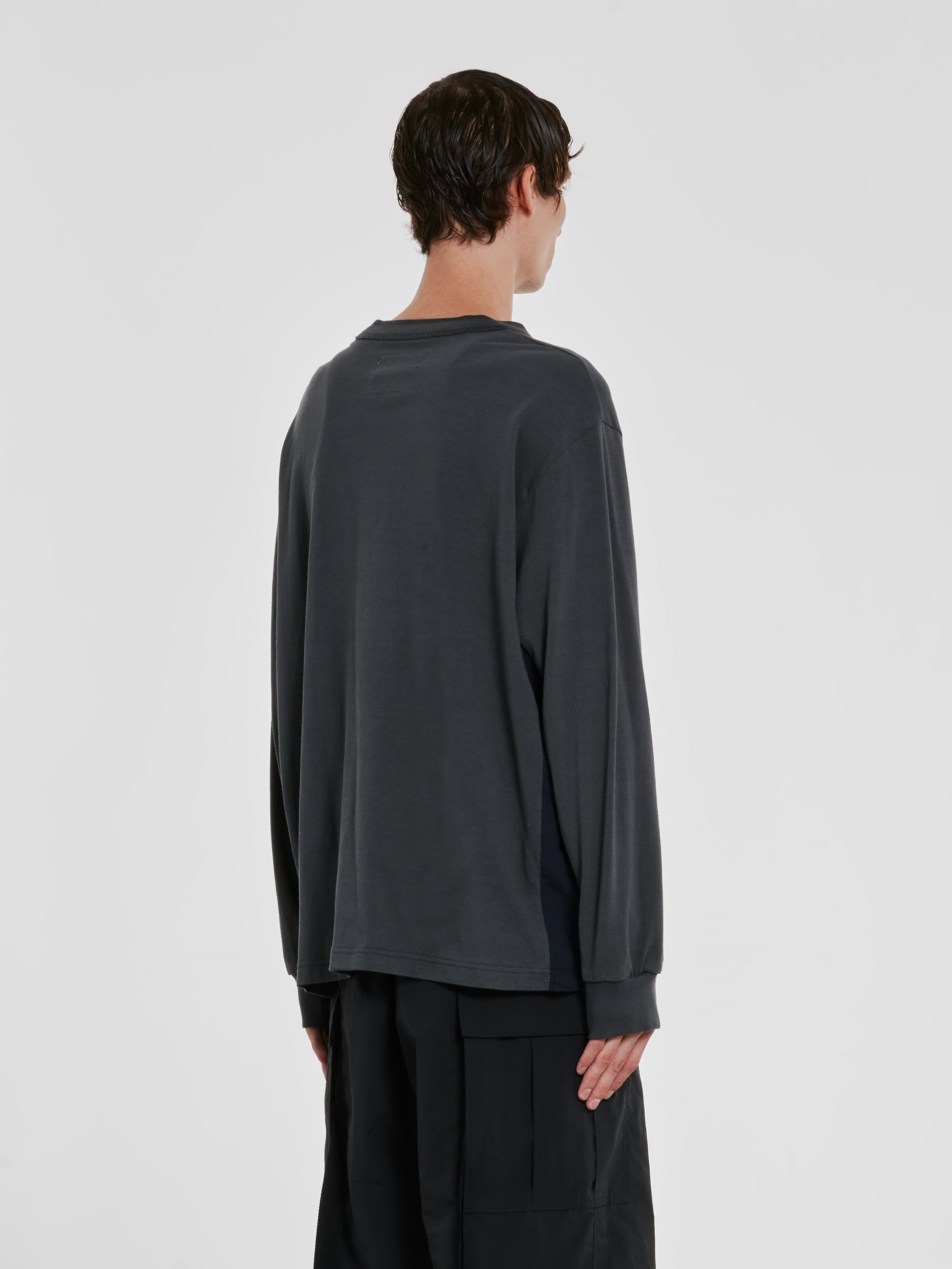 Sacai - Men’s Cotton Jersey L/S T-Shirt - (Charcoal) view 3