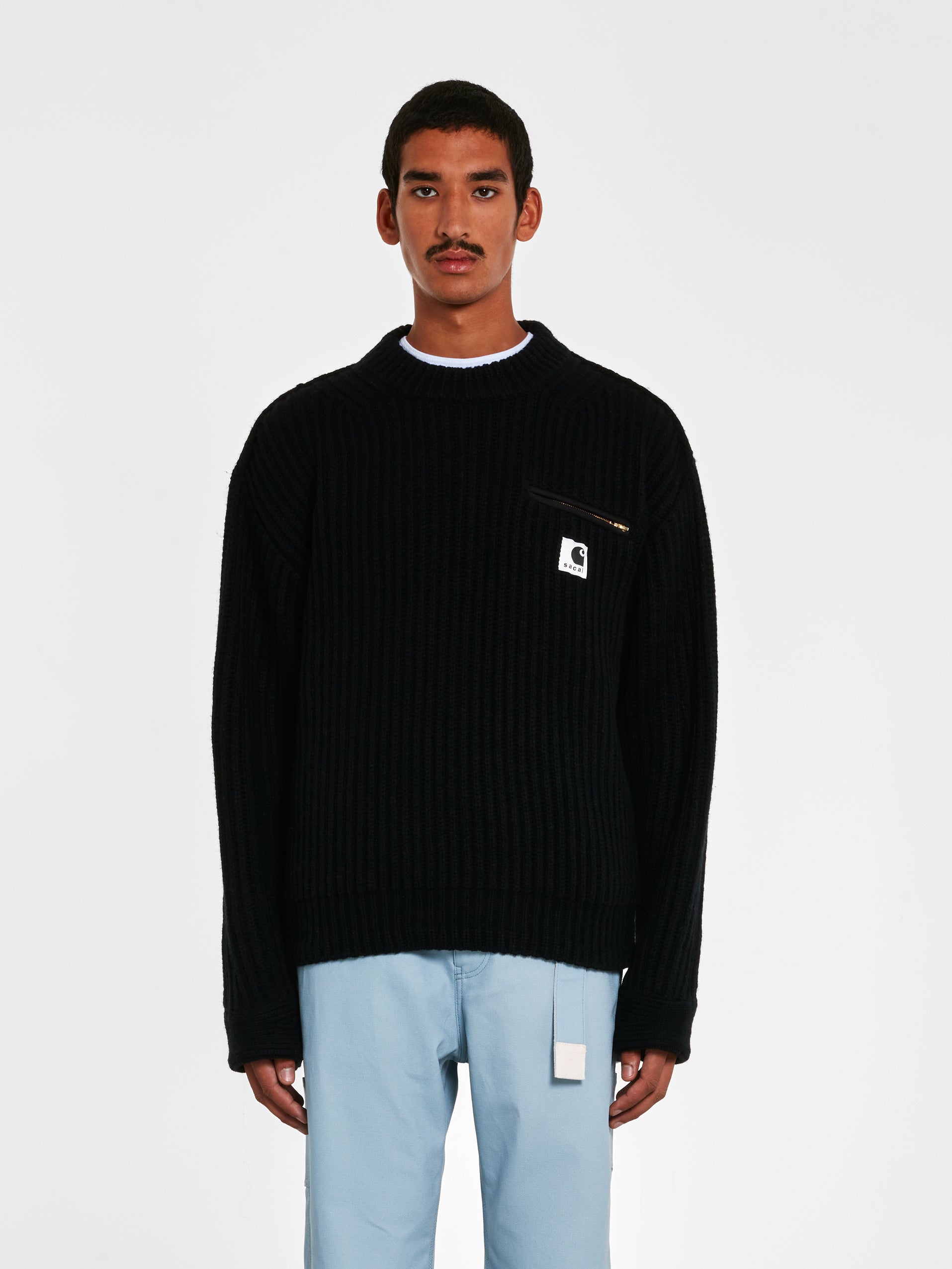 sacai - Carhartt WIP Men's Detroit Knit Pullover - (Black) | Dover