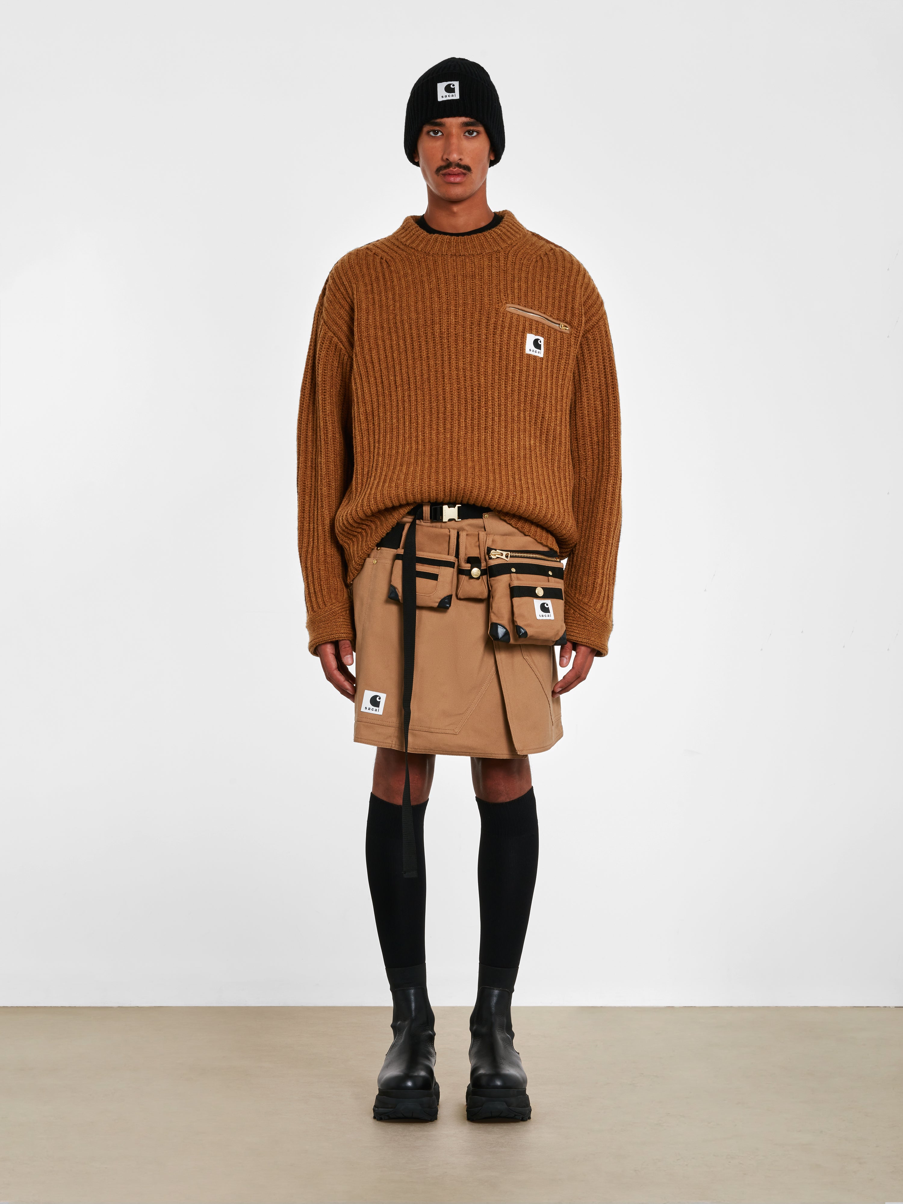 sacai - Carhartt WIP Men's Detroit Knit Pullover - (Beige) | Dover