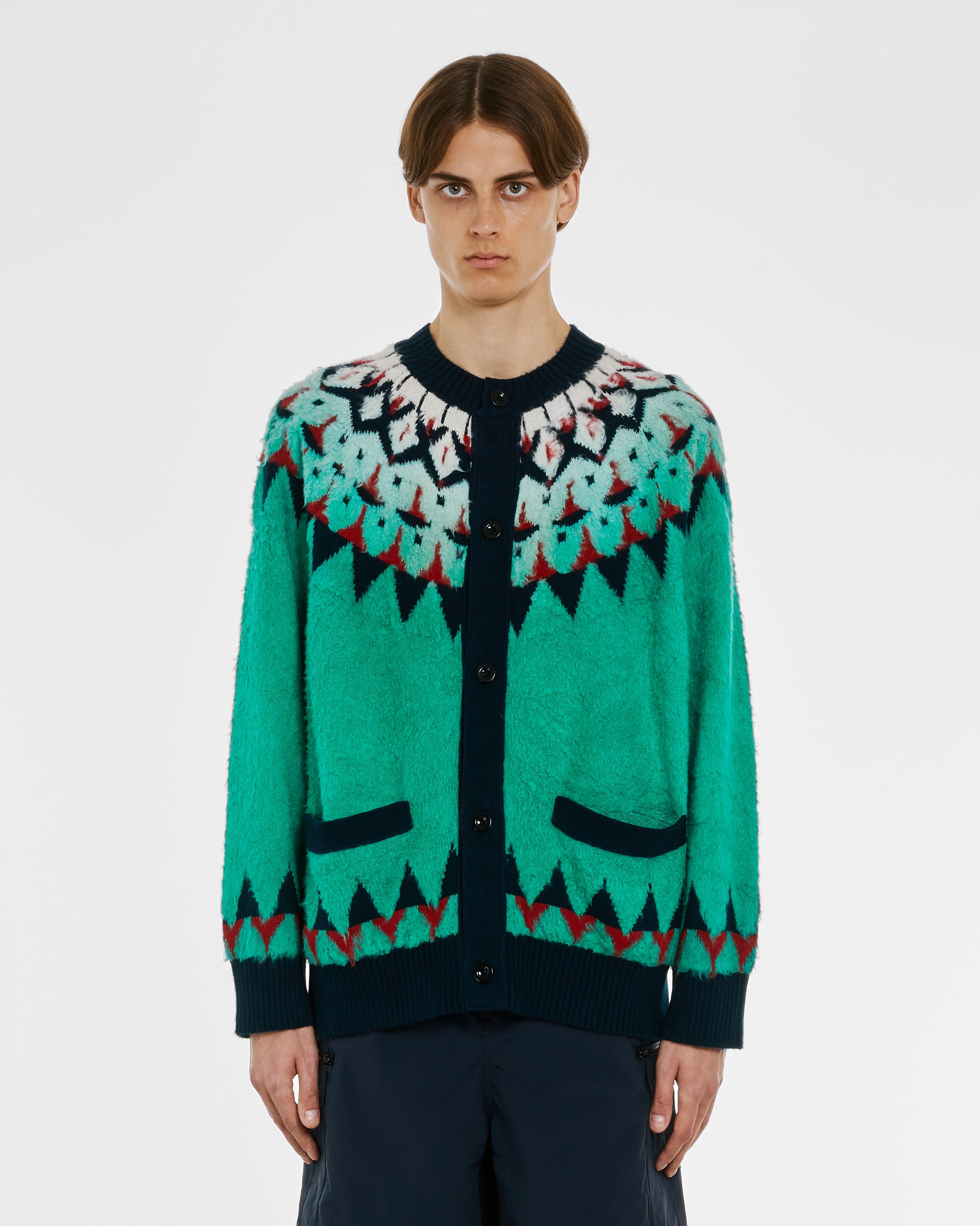 sacai - Men's Jacquard Knit Cardigan - (Green)