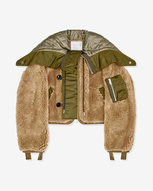 sacai - Women's Faux Shearling Jacket - (Brown/Green)