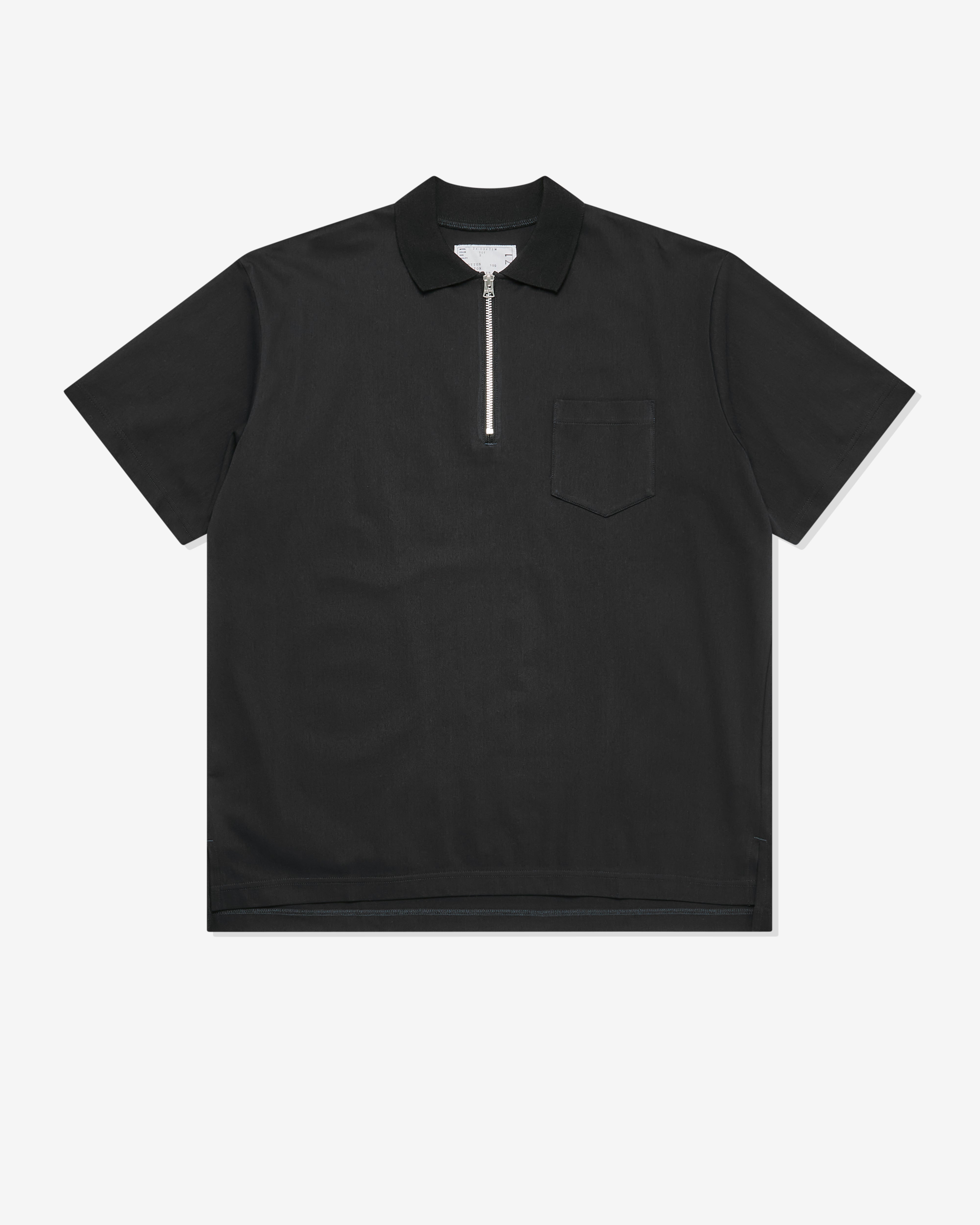 Sacai: Men's Zip Collar Polo Shirt (Charcoal) | DSML E-SHOP