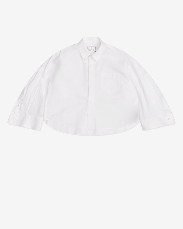 Sacai - Women's Wide Cuffed Cotton Poplin Shirt - (White)