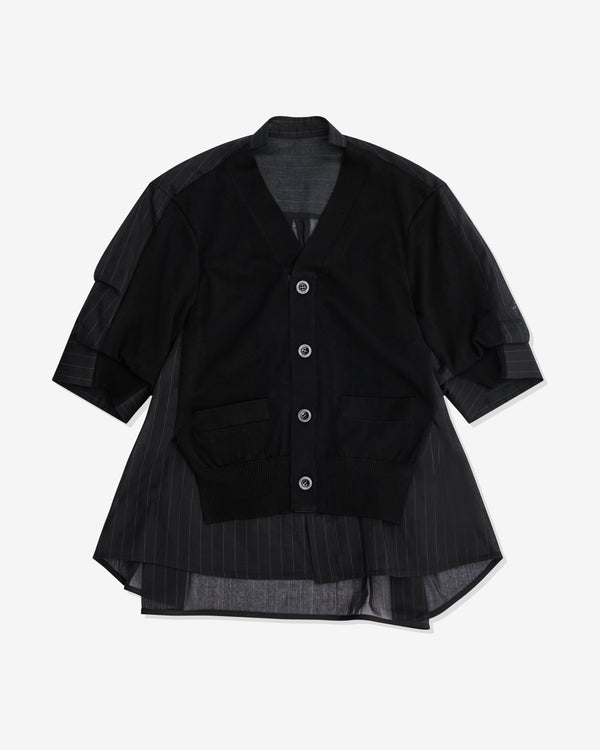 Sacai - Women's High Twist Voile x Knit Cardigan - (Black)