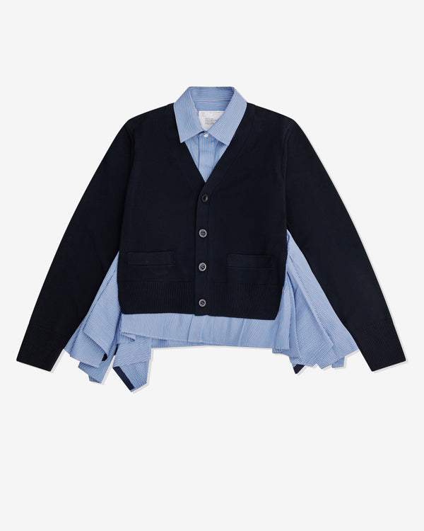 Sacai - Women's Cotton Poplin x Knit Cardigan - (Navy/Blue)