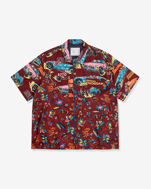 sacai - Men's Car Race And Tropical Print Shirt - (Burgundy)