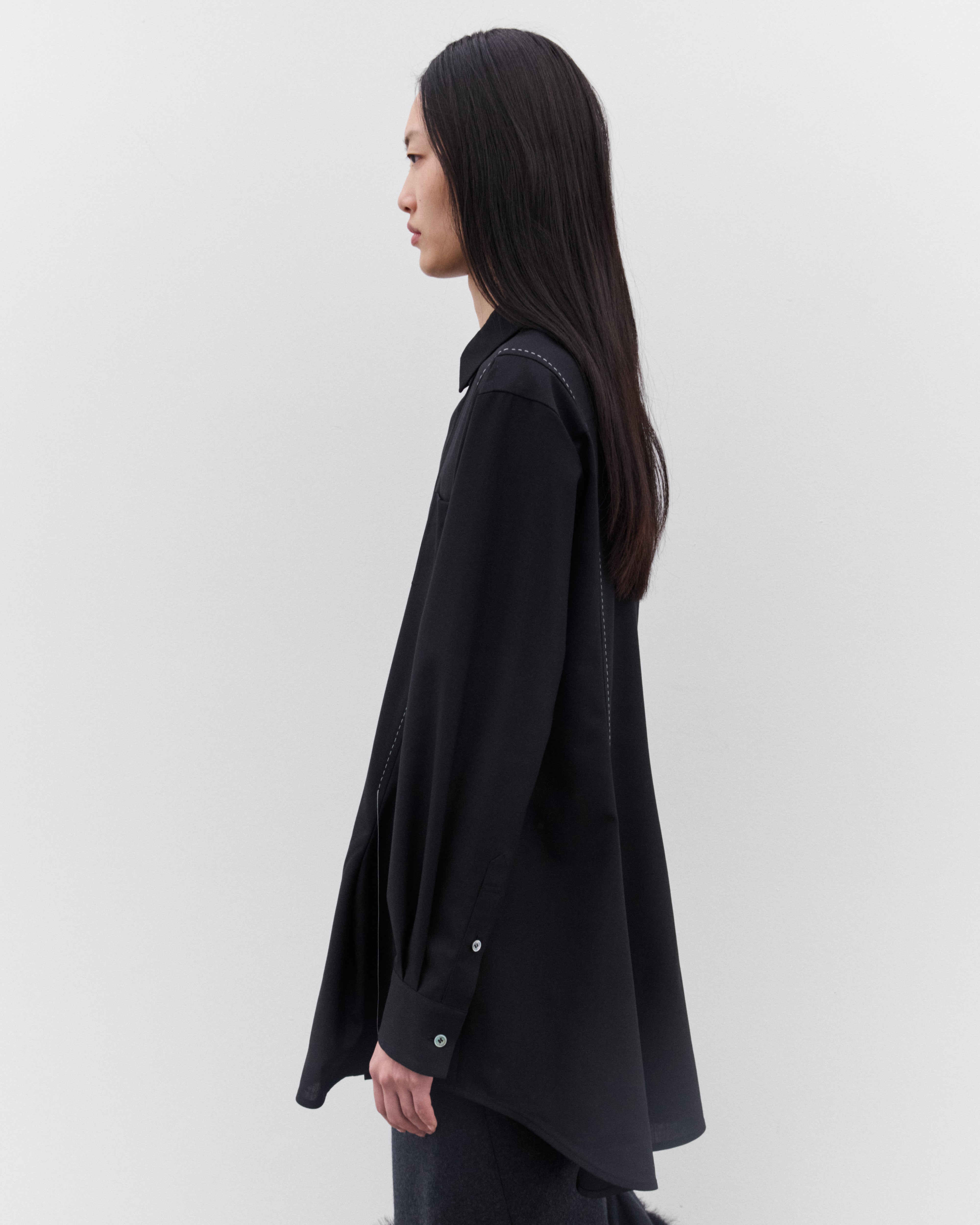 sacai: Women's Suiting Shirt (Black) | DSML E-SHOP