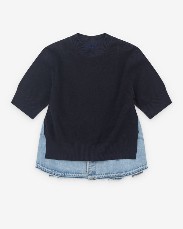 sacai - Women’s Denim X Knit Pullover - (Navy/Blue)