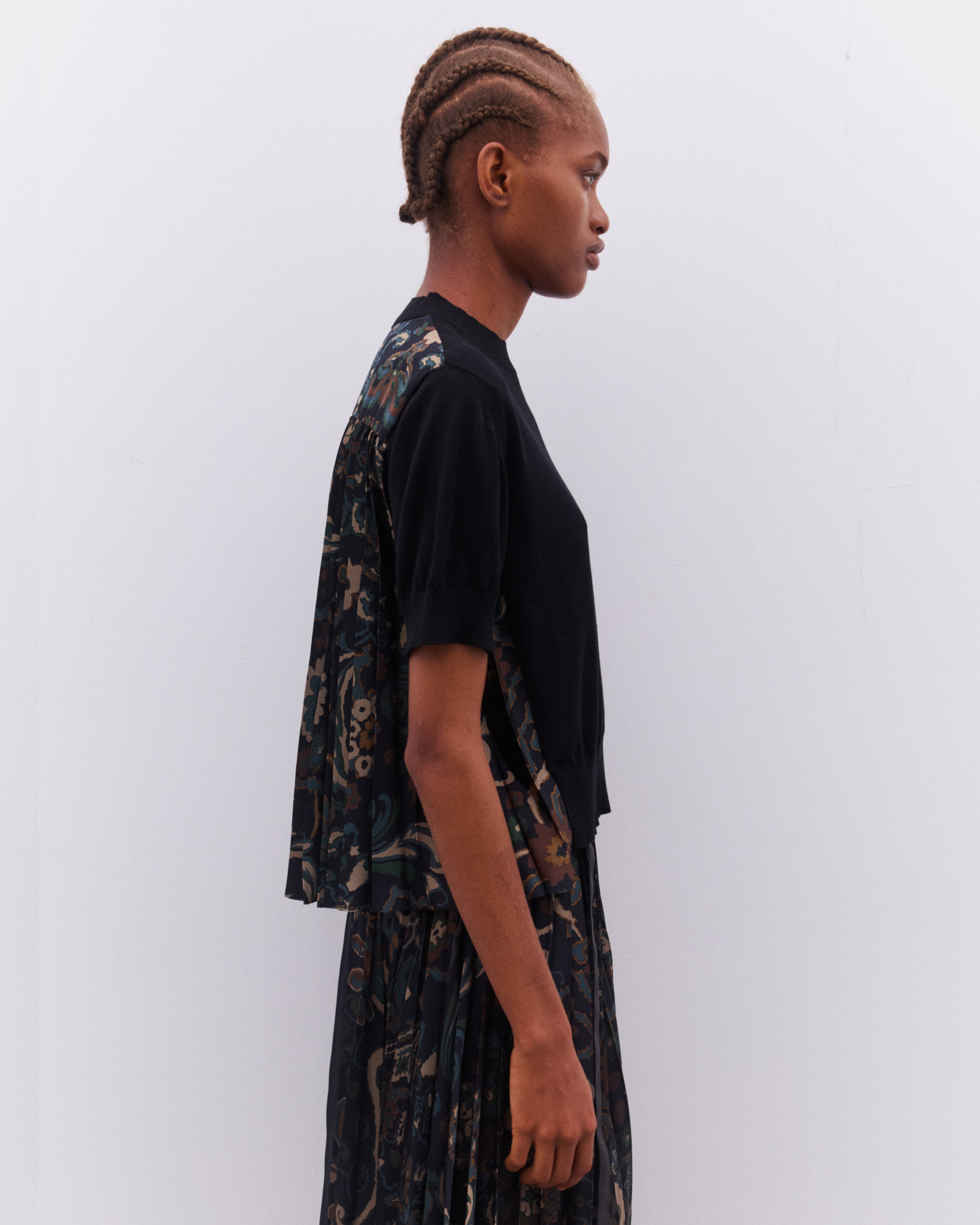 トップス sacai Floral Print Pullover sacai: Women's Panelled Floral Print Pullover (Black) | DSML E-SHOP