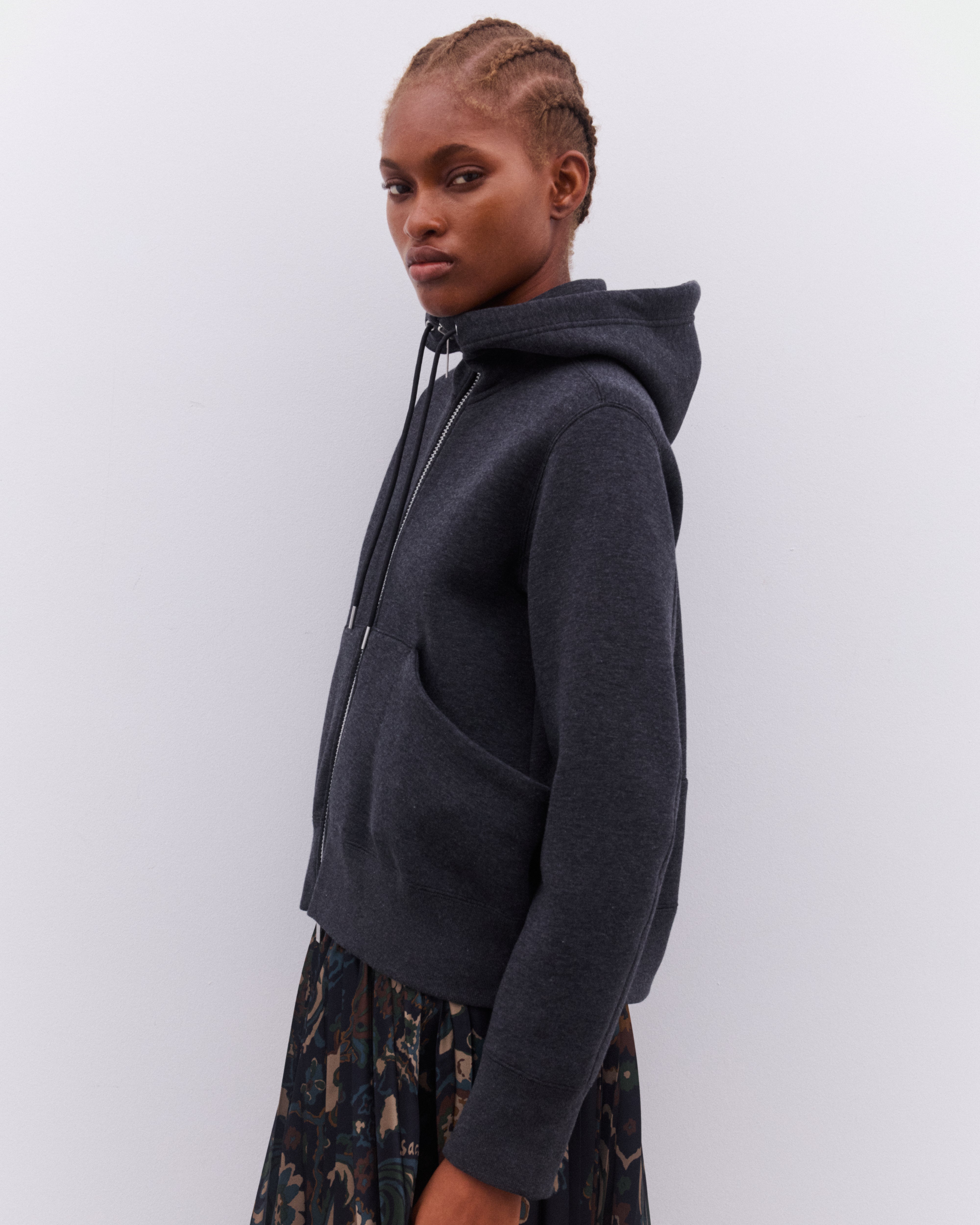 sacai: Women's Sponge Sweat Hoodie (Black) | DSML E-SHOP