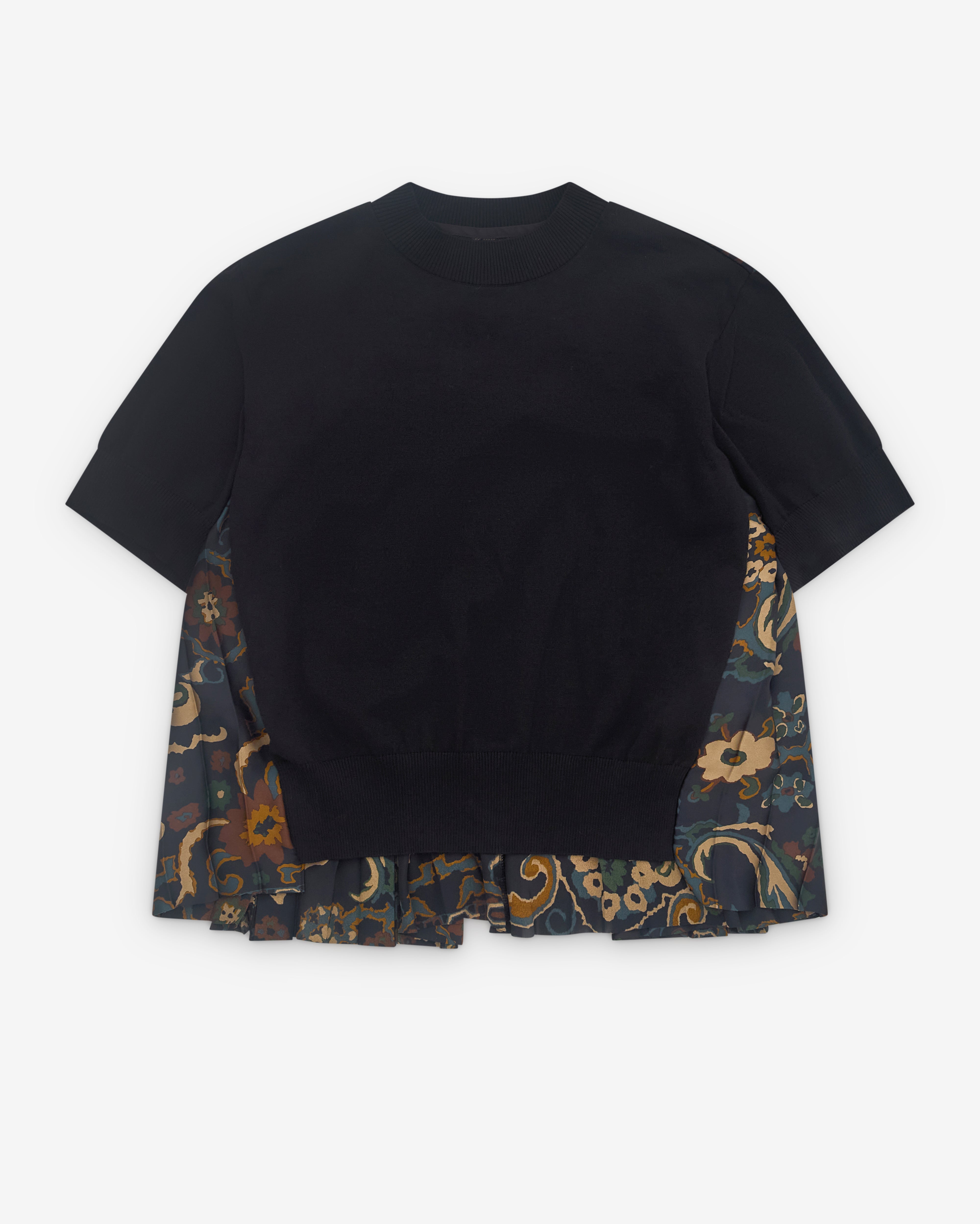 sacai: Women's Panelled Floral Print Pullover (Black) | DSML E-SHOP