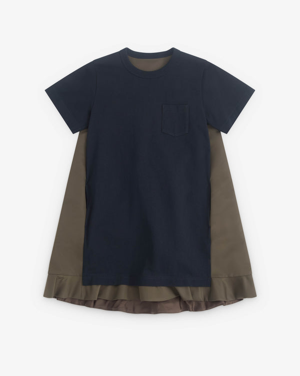 sacai - Women’s Nylon Twill X Cotton Jersey Dress - (Navy/Green)