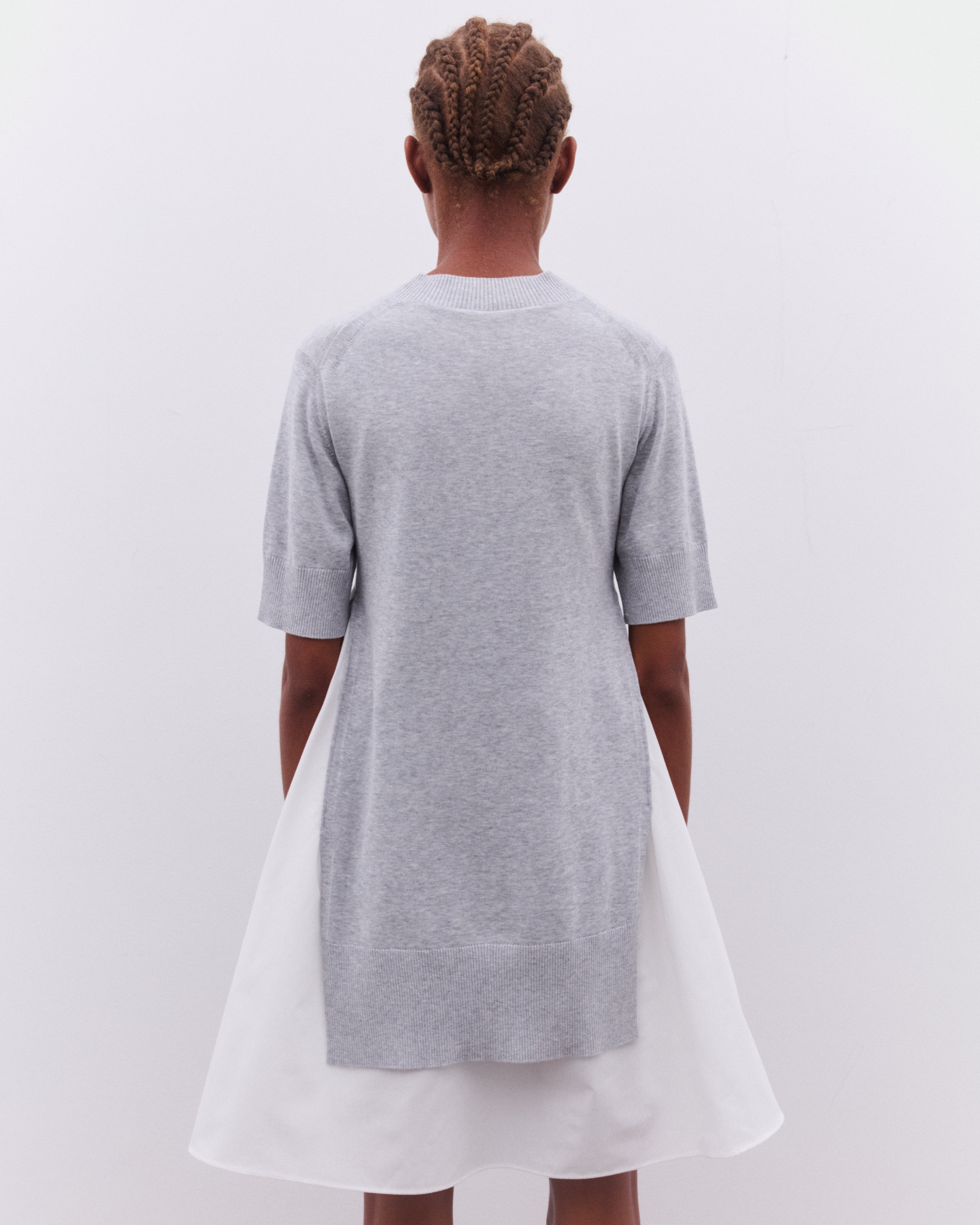 sacai: Women's Poplin And Knit Dress (White/Grey) | DSML E-SHOP