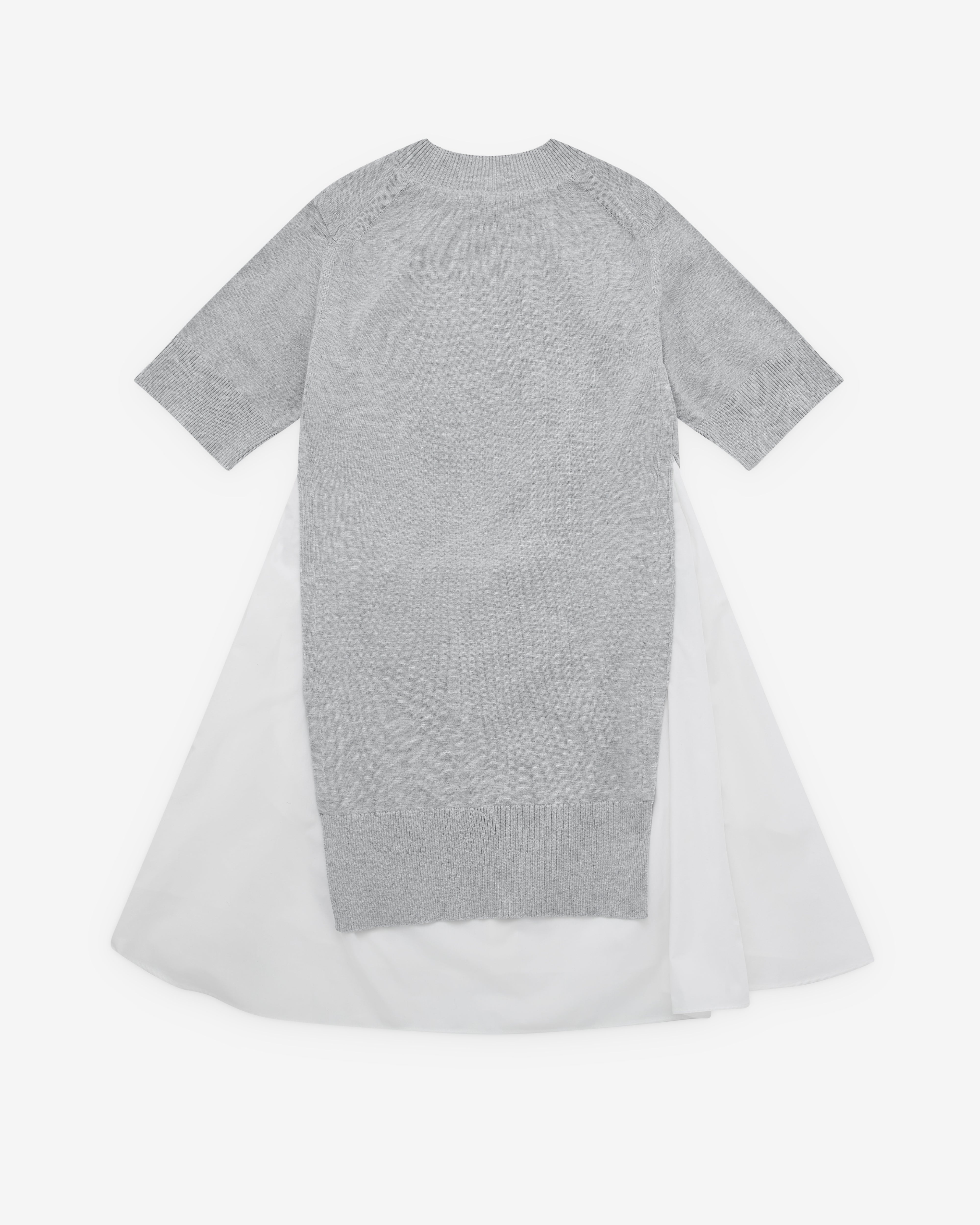 sacai: Women's Poplin And Knit Dress (White/Grey) | DSML E-SHOP
