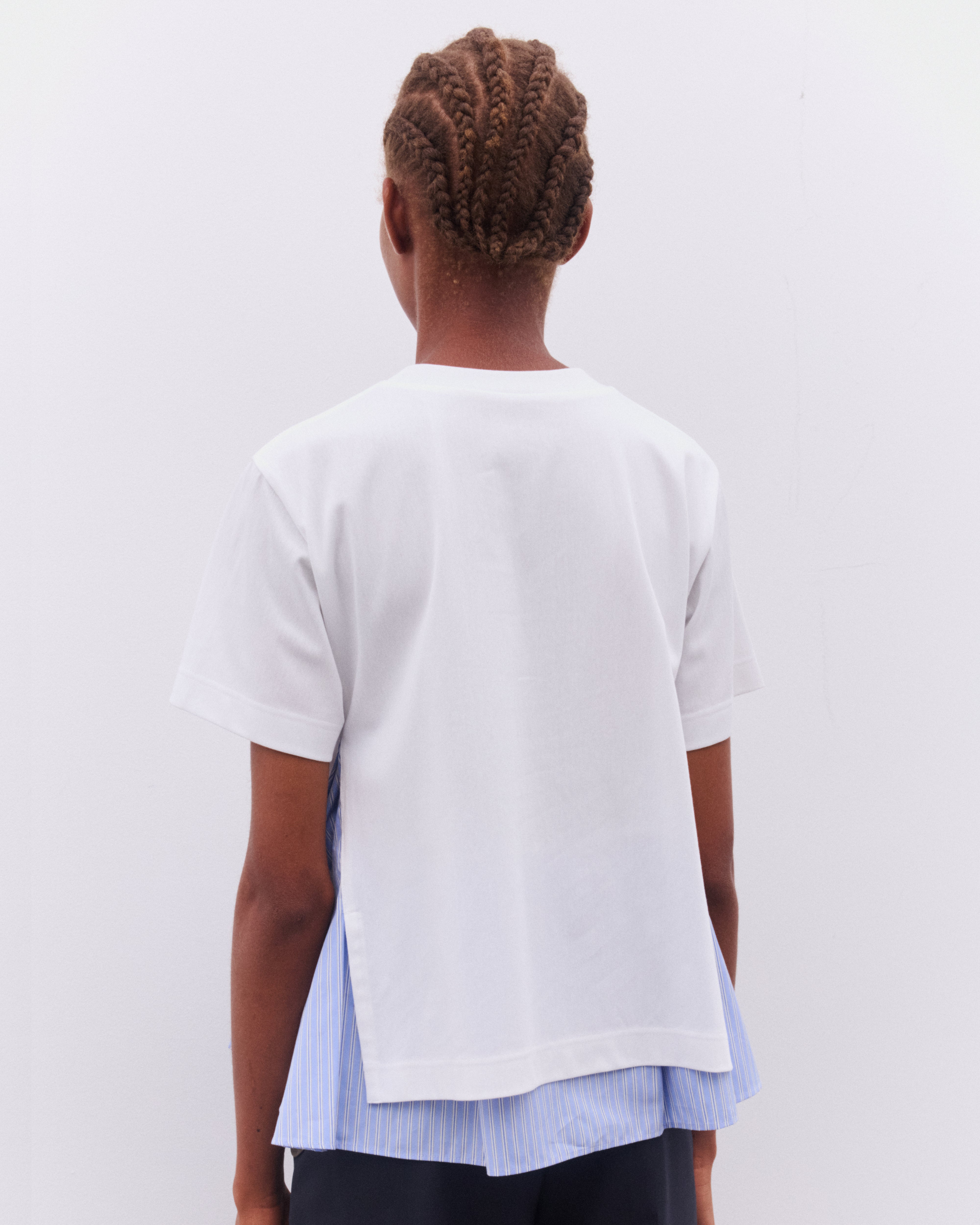 sacai: Women's Poplin And Jersey T-Shirt (White/Blue) | DSML sacai: Women's Poplin And Jersey T-Shirt (White/Blue) | DSML