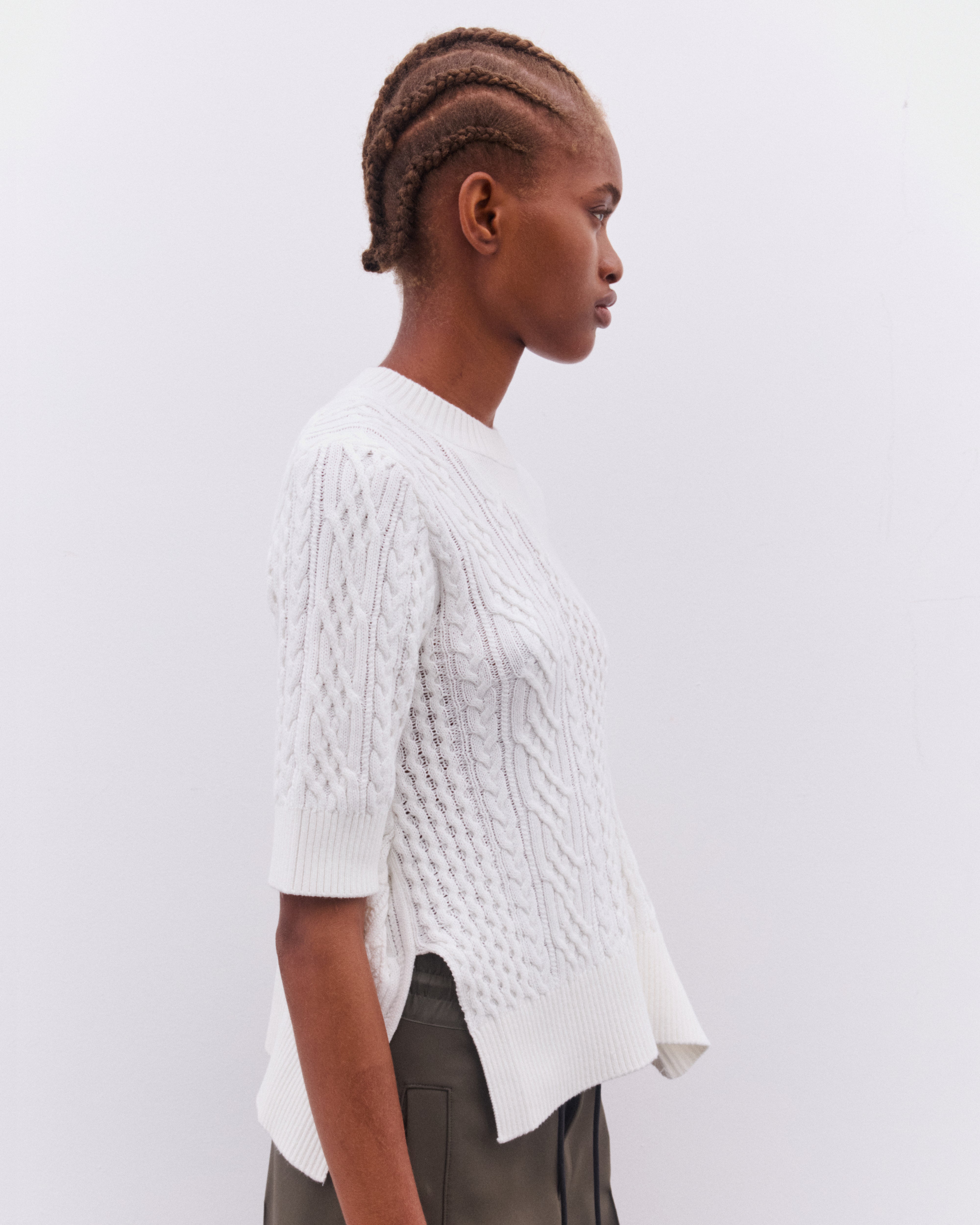sacai: Women's Knit Pullover (White) | DSML E-SHOP