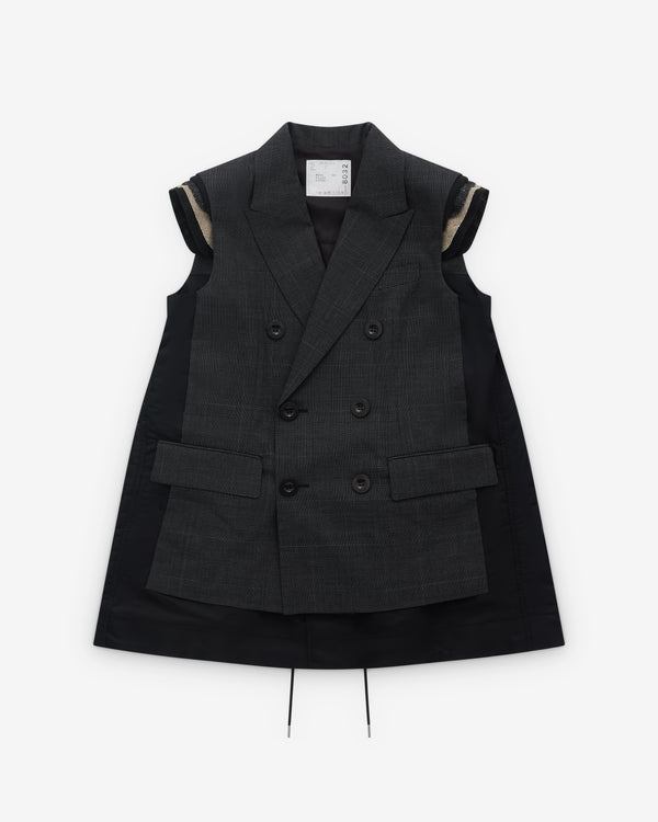 sacai - Women’s Glen Check Vest - (Grey/Navy)
