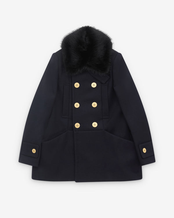 sacai - Women’s Double-Faced Wool Melton Coat - (Navy)