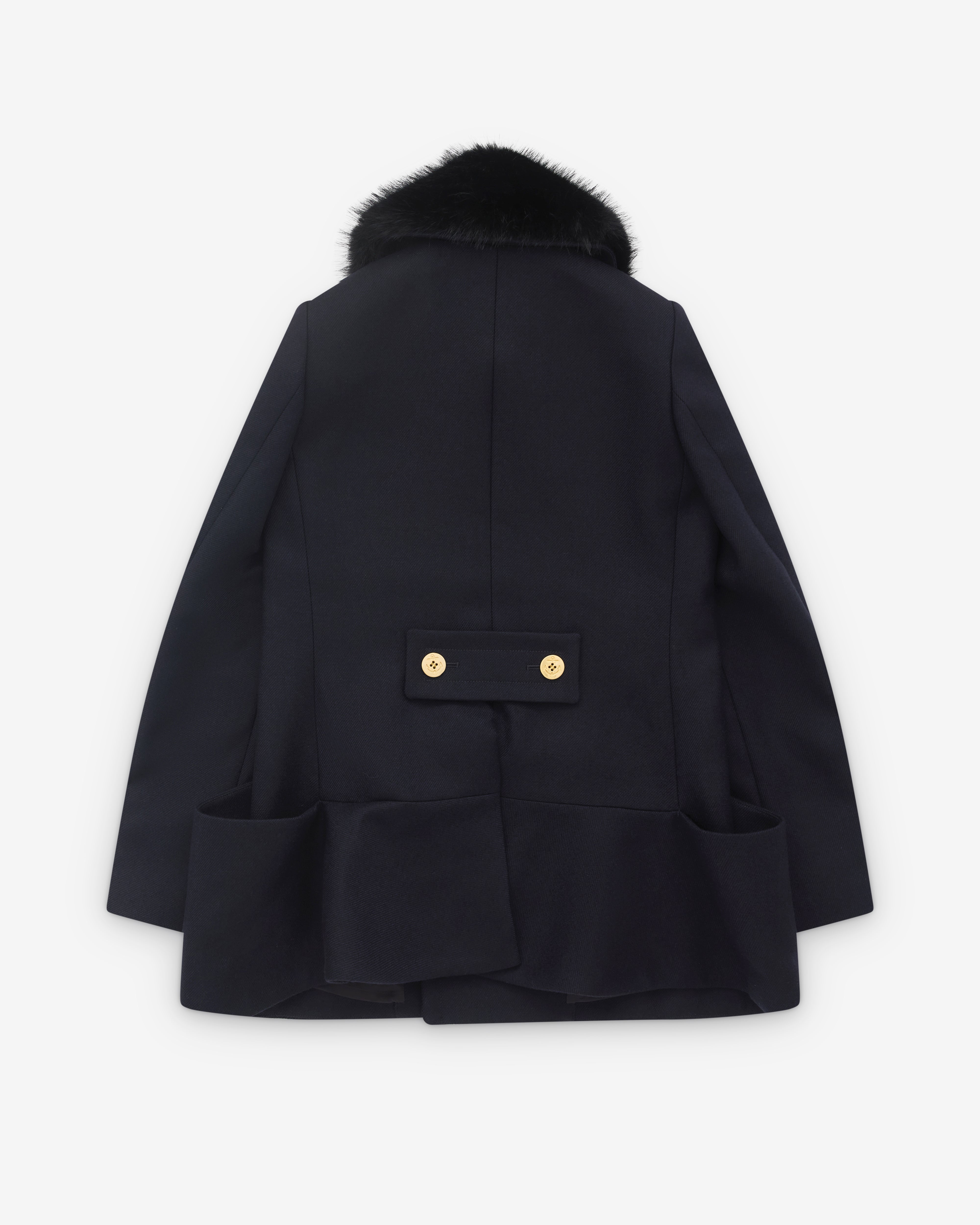 sacai: Women's Double-Faced Wool Melton Coat (Navy) | DSML E-SHOP