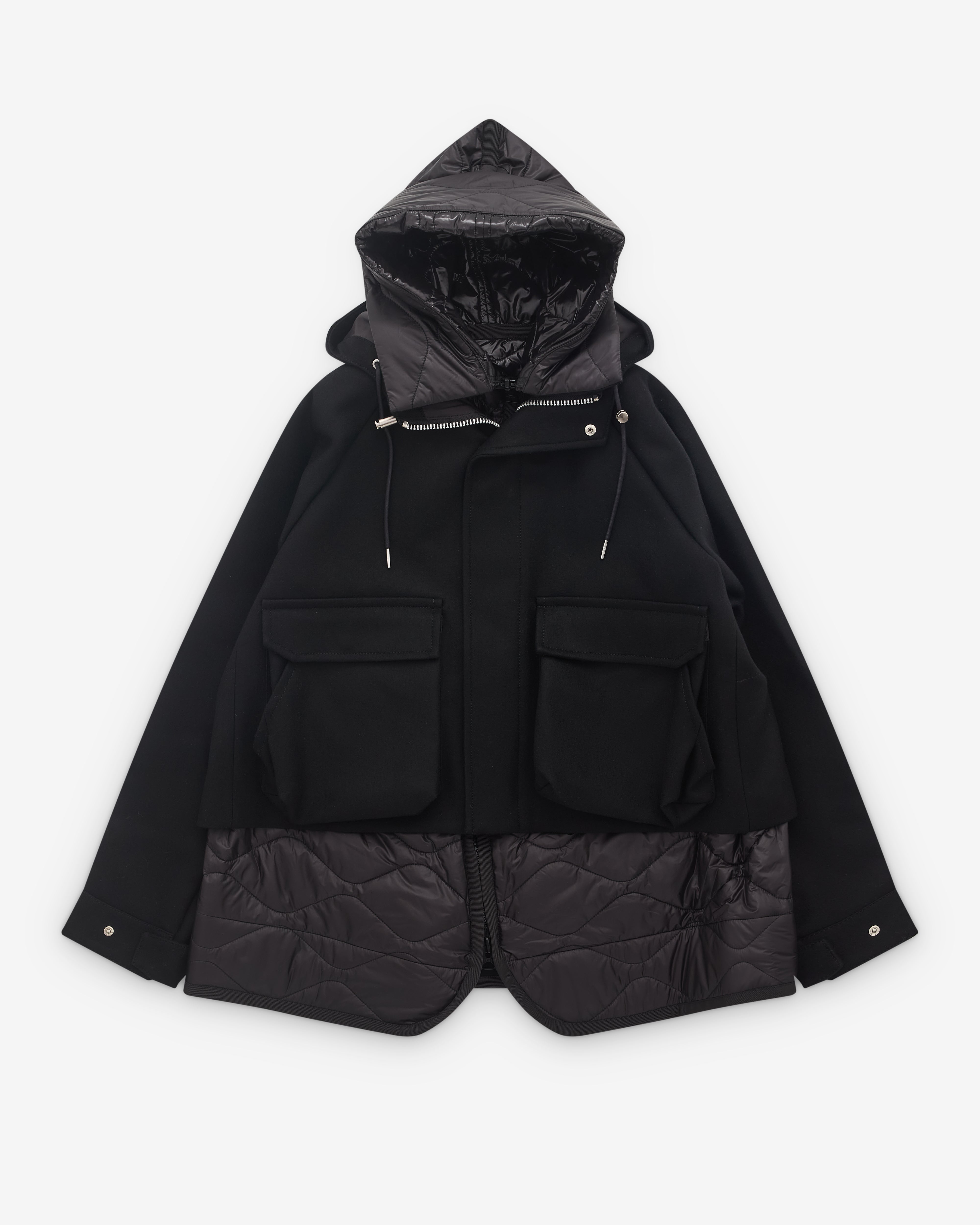 sacai: Women's Layered Jacket (Black) | DSML E-SHOP