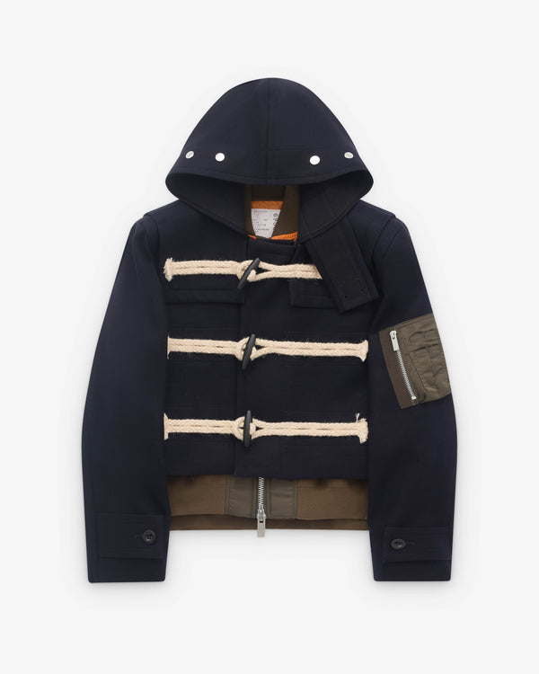 sacai - Women’s Wool Melton Jacket - (Navy/Green)